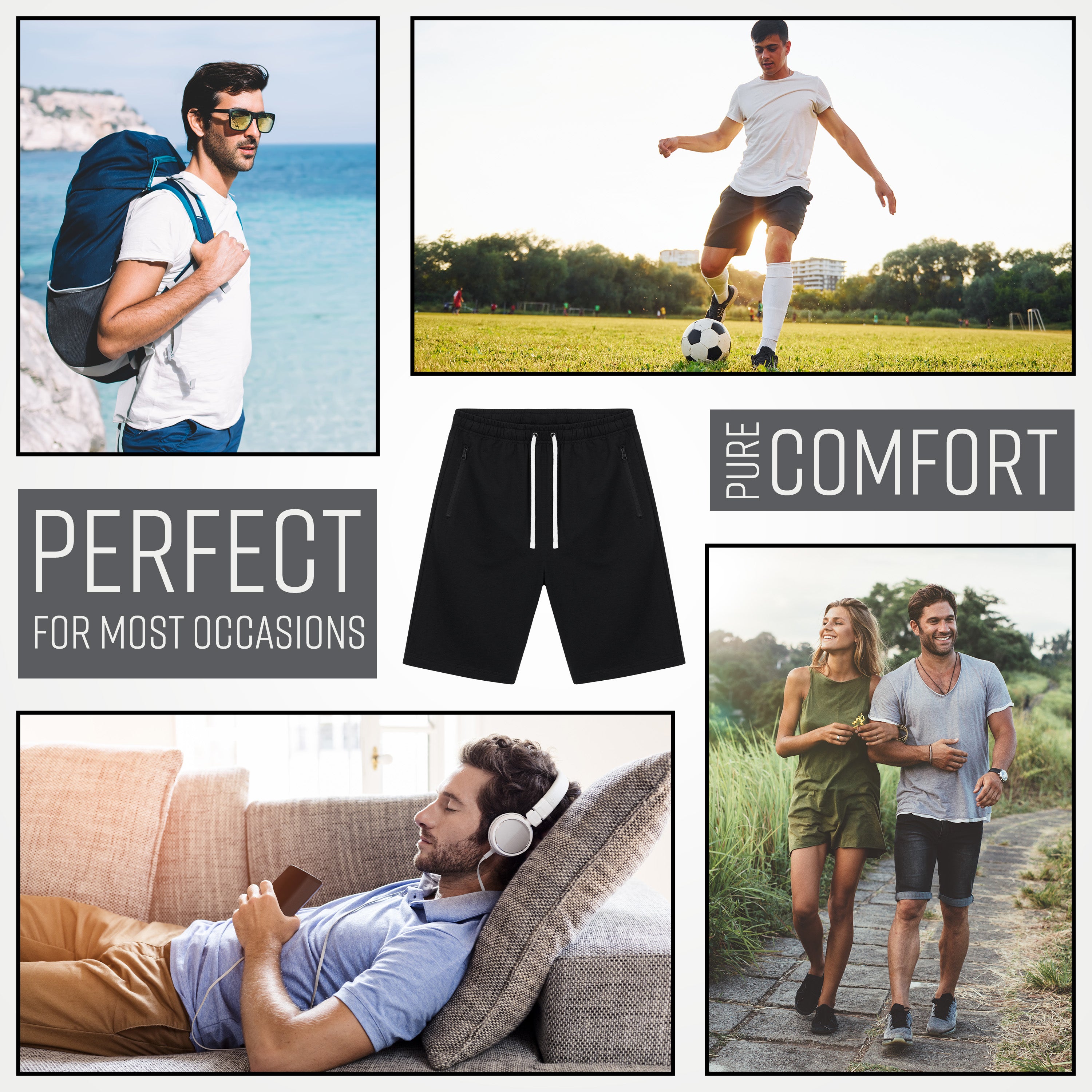 citycomfort-short-homme-sport-poches-zipp-es-coton-noir-xl image 4