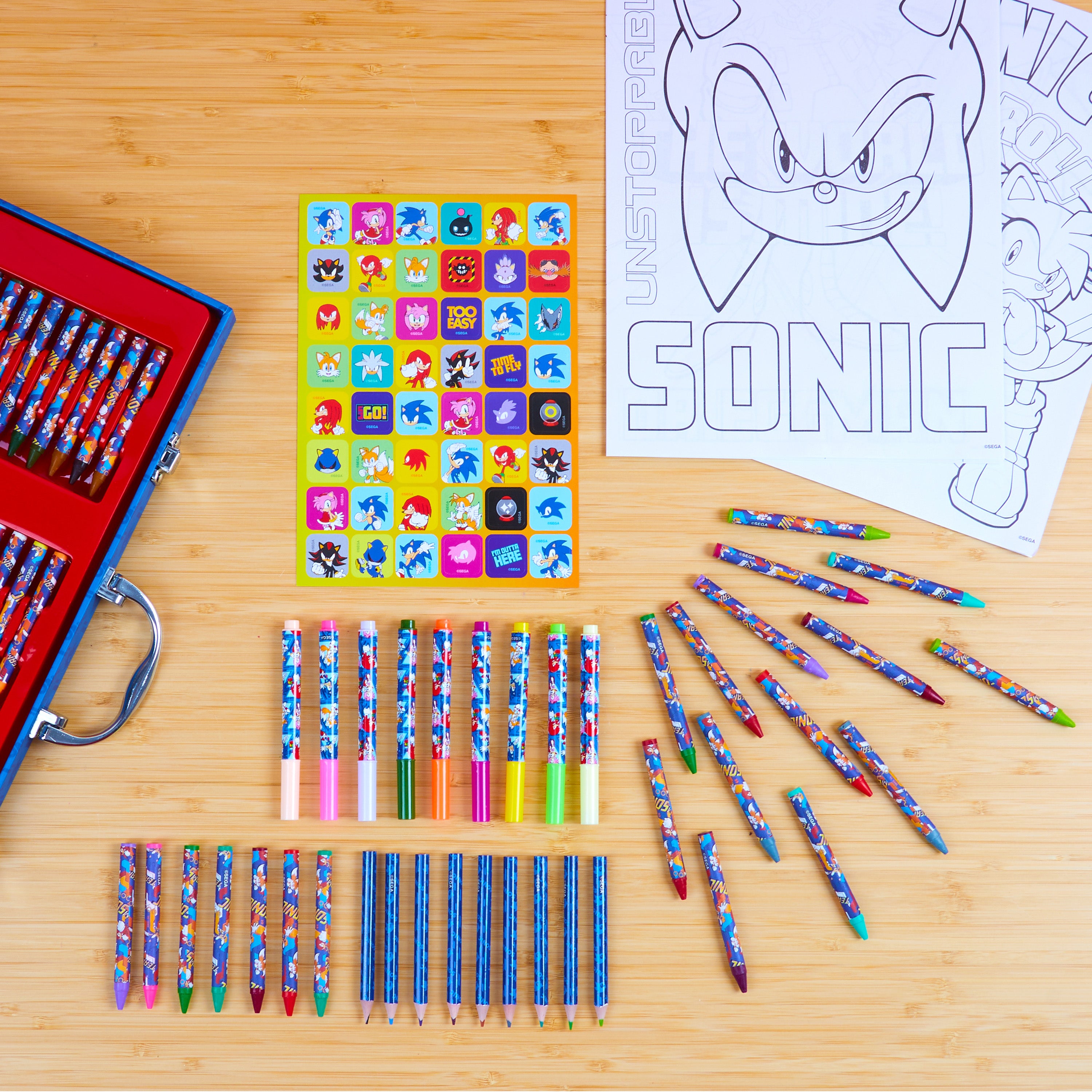 sonic-mallette-dessin-enfant-137-pi-ces-feutres-crayons image 2