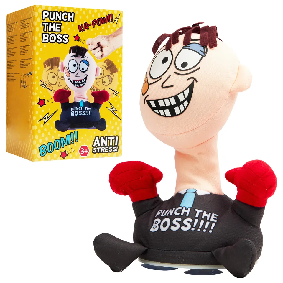 kreativekraft-punch-the-boss-jouet-anti-stress-bureau-gris image 1