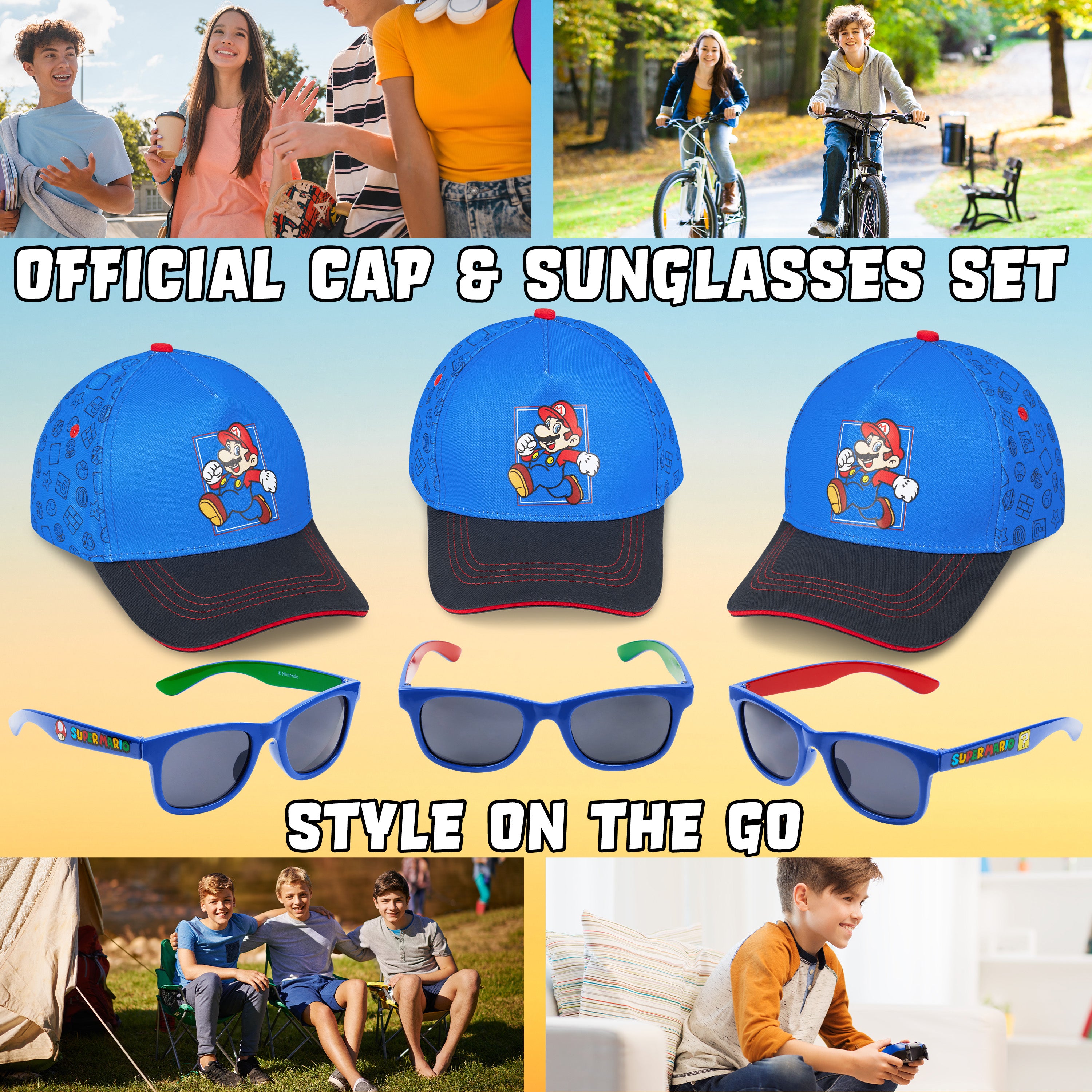 super-mario-casquette-enfant-lunettes-soleil-uv-set image 2