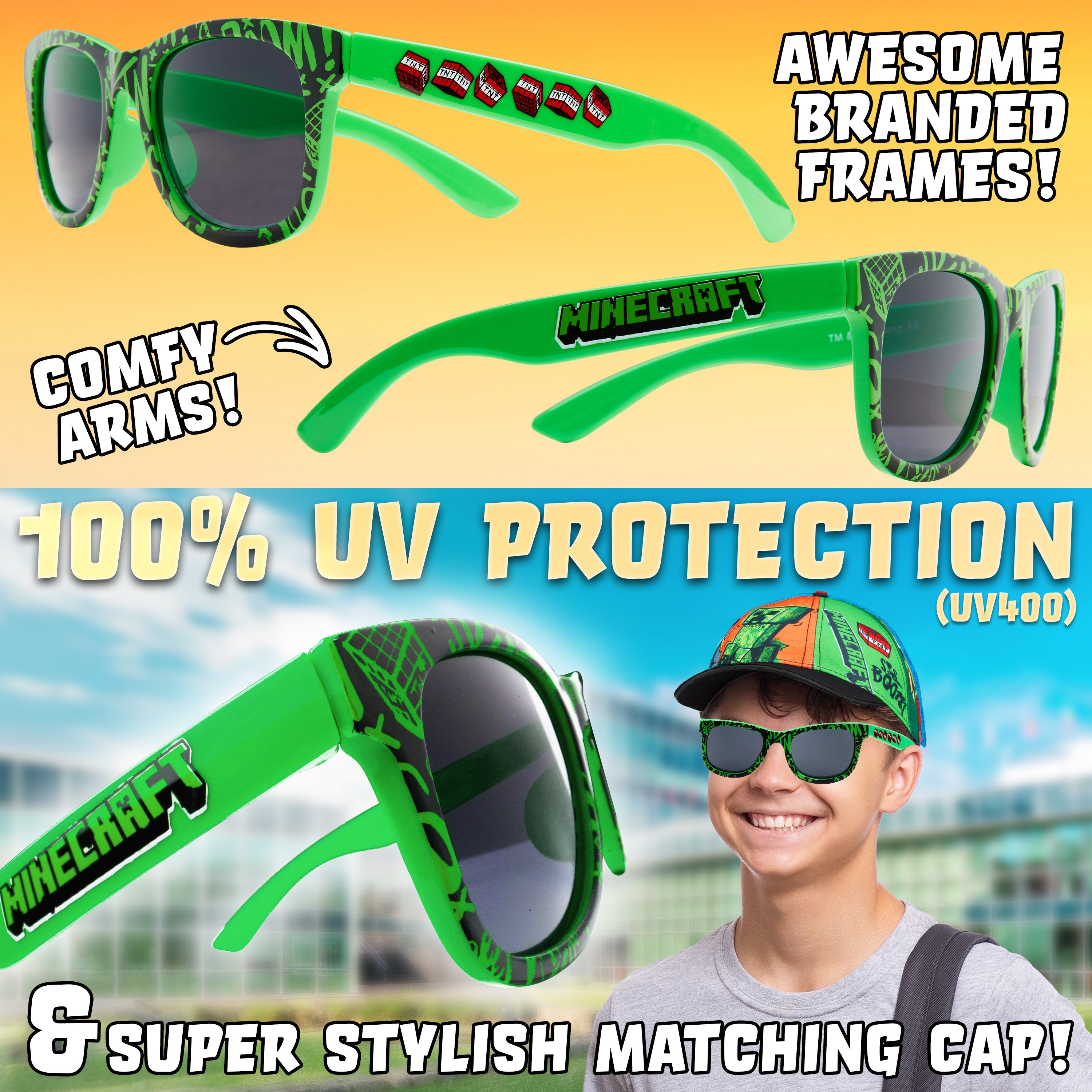 get-trend-boys-casquette-lunettes-gar-on-minecraft-creeper-r-glable image 3