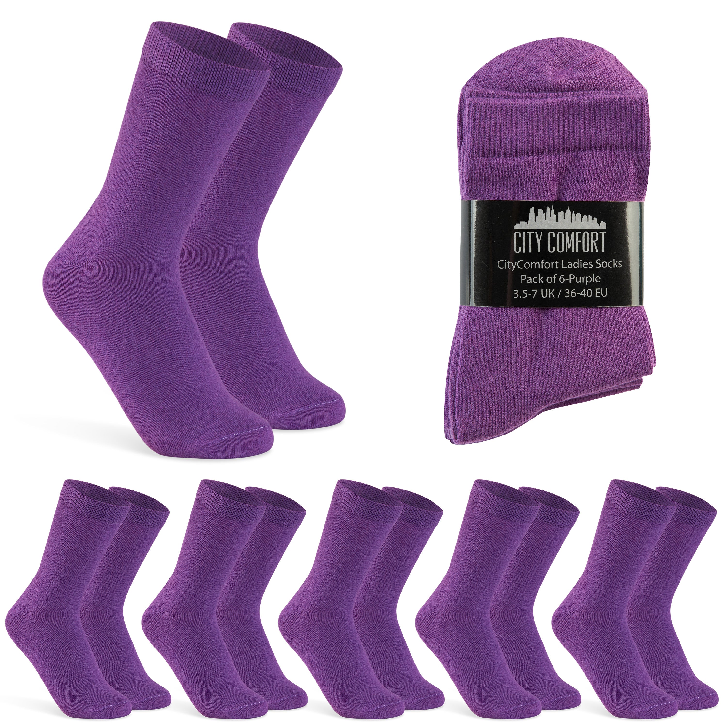 get-trend-citycomfort-chaussettes-femme-unies-lot-6-coton image 1
