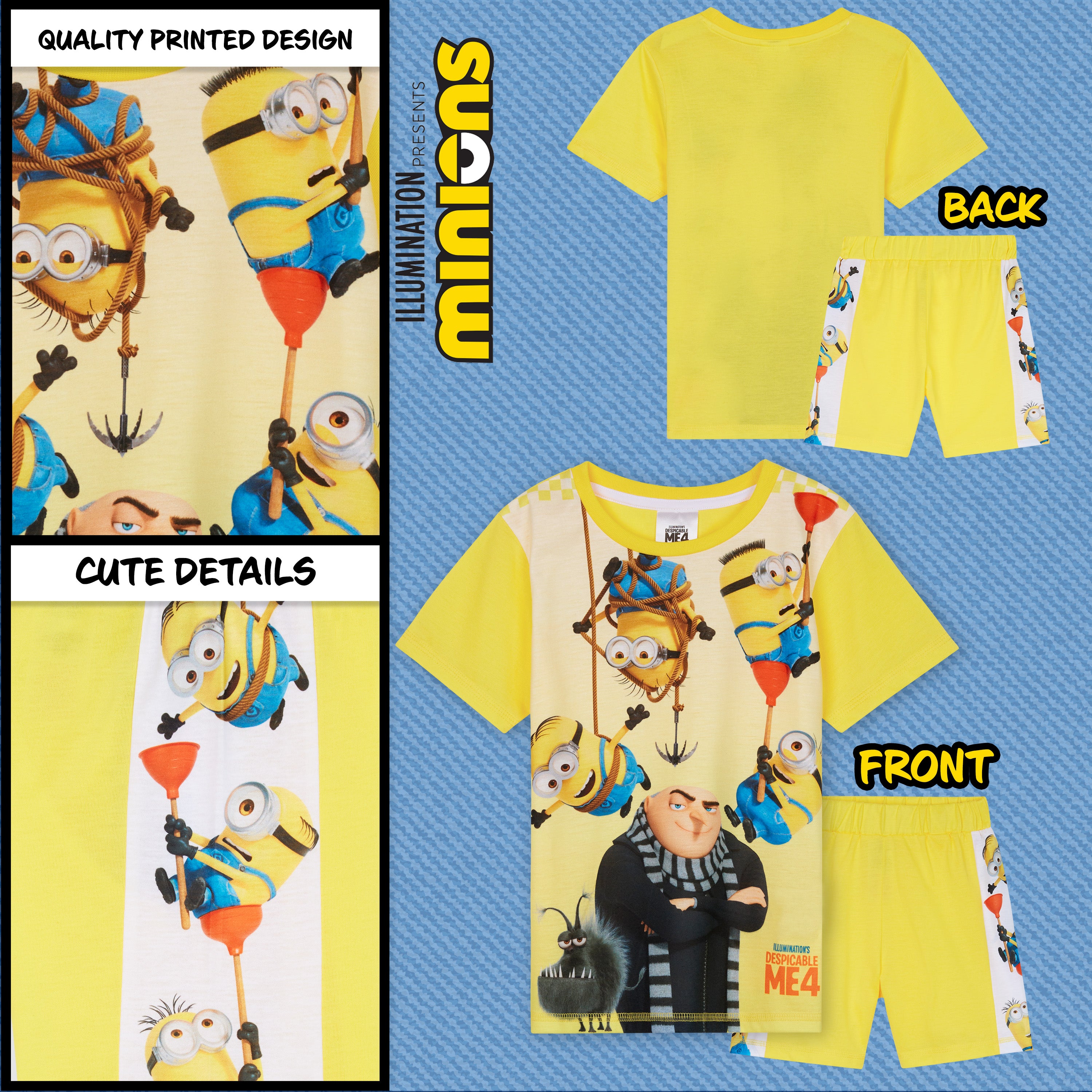 minions-pyjama-short-gar-on-2-pi-ces-jaune-multi image 3