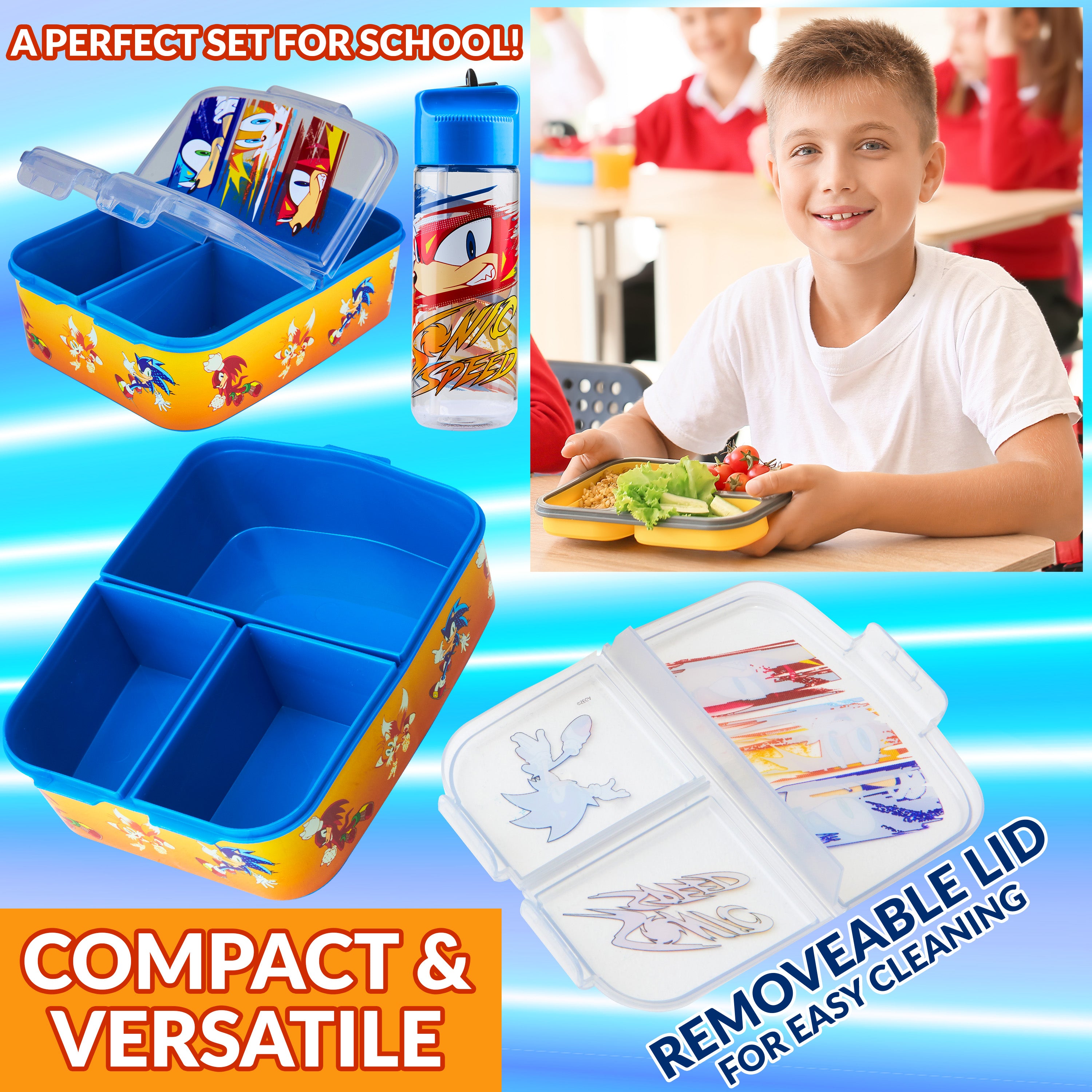 sonic-lunchbox-3-compartiments-gourde-340-ml-enfant image 5
