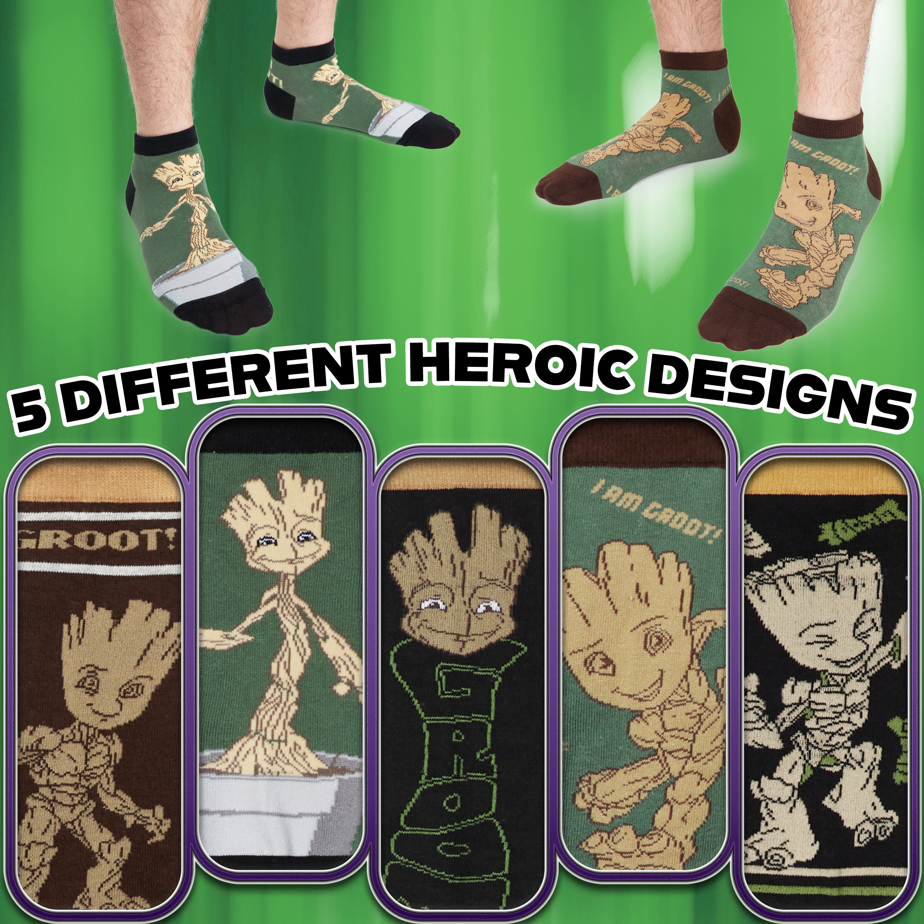 get-trend-marvel-chaussettes-homme-cheville-lot-5-groot image 5