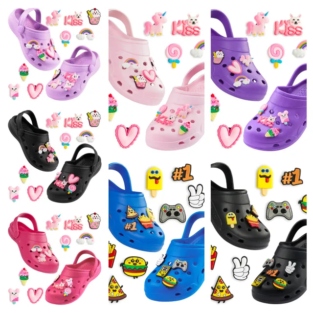 citycomfort-sabots-enfant-noir-breloques-amovibles image 1