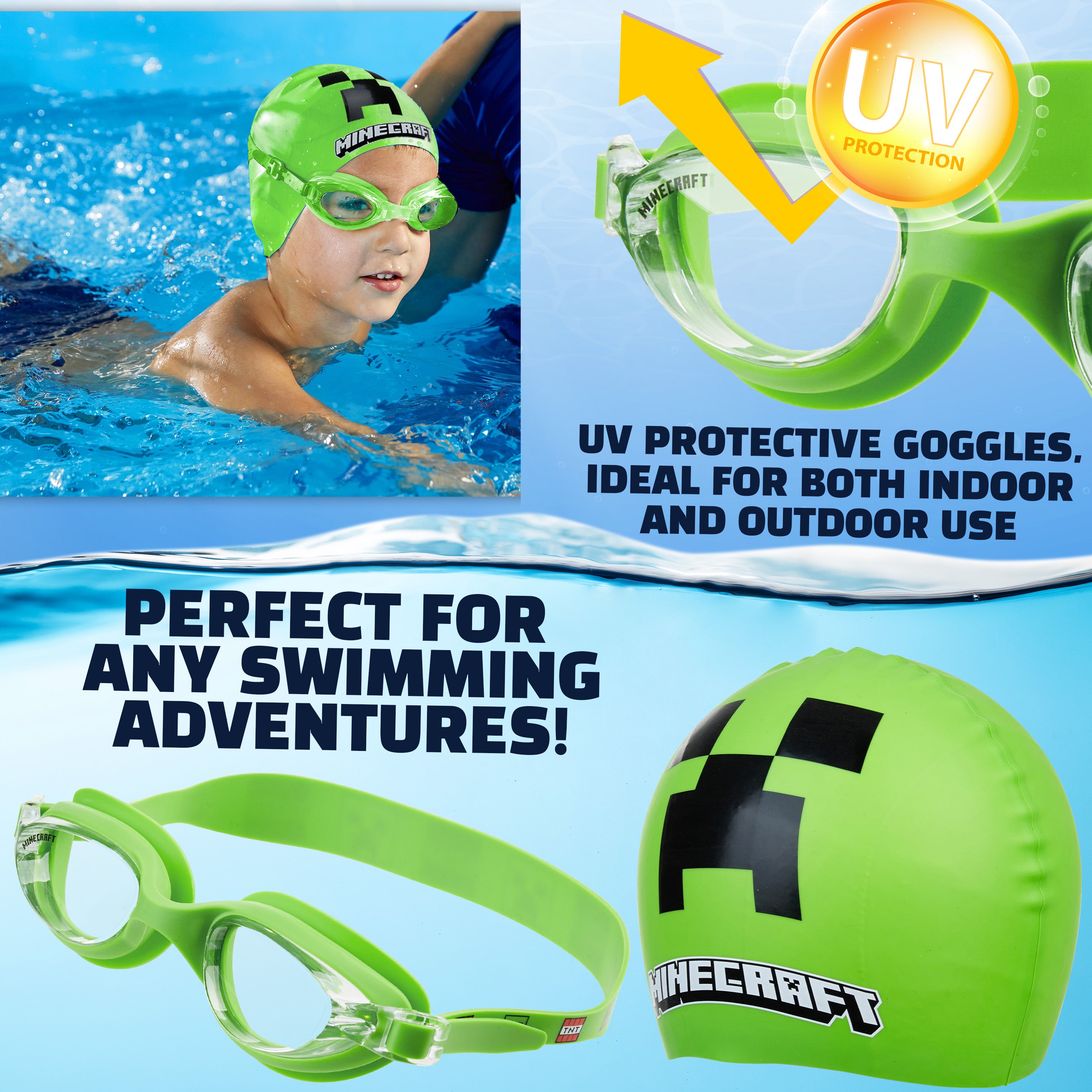 minecraft-kit-natation-enfant-lunettes-bonnet-anti-bu-e-uv image 3