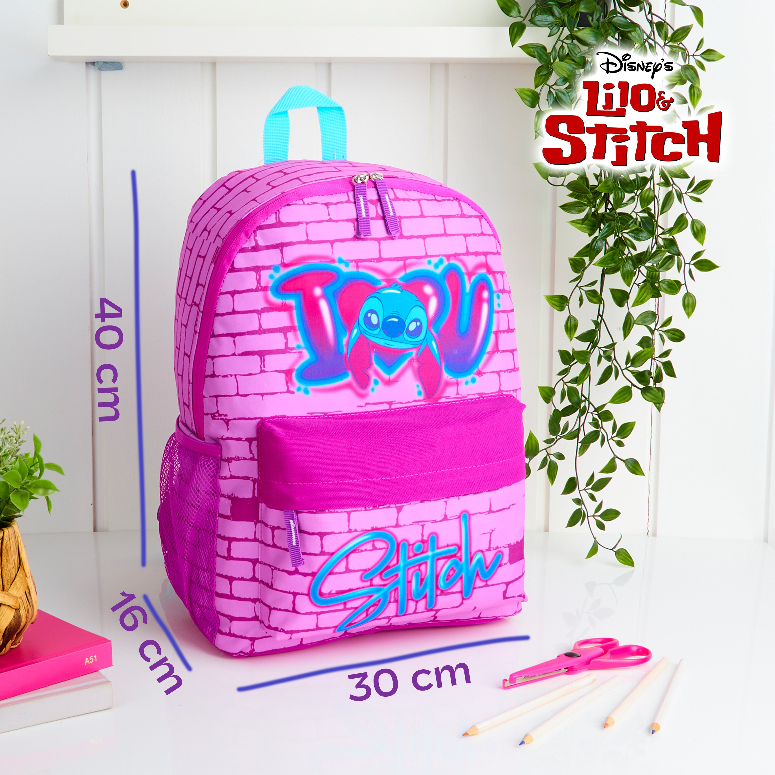 disney-sac-dos-stitch-fille-scolaire-bretelles-rembourr-es image 1