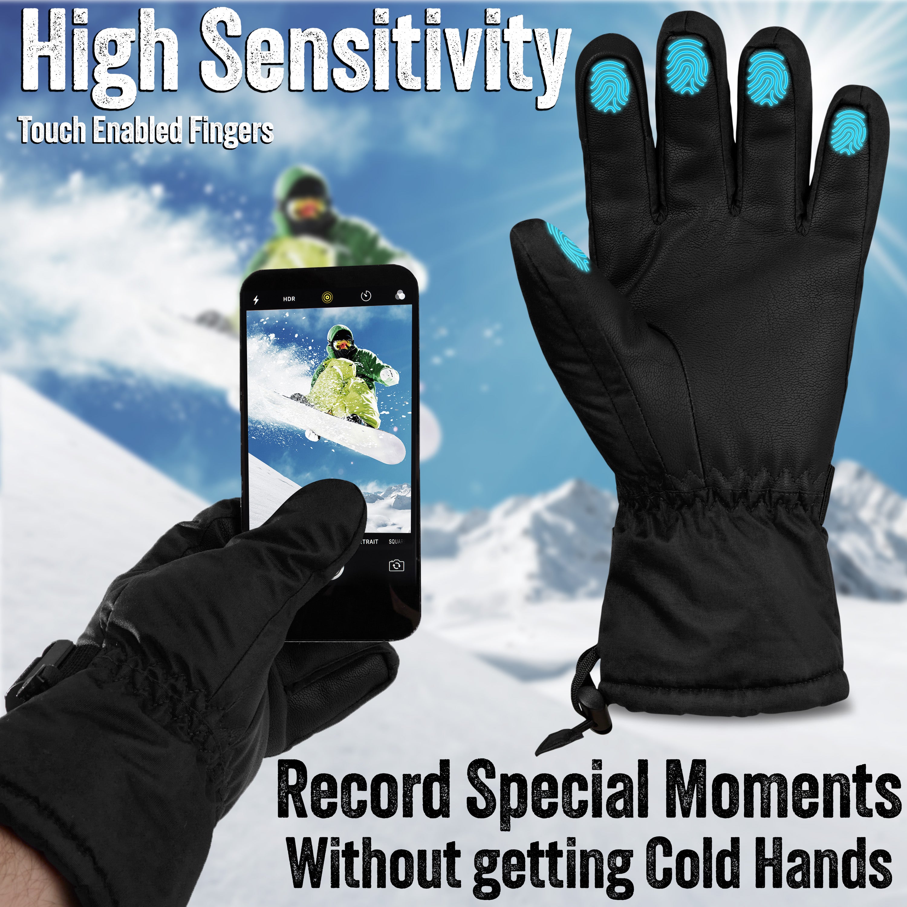 citycomfort-gants-ski-homme-noir-tactiles-doublure-polaire image 4