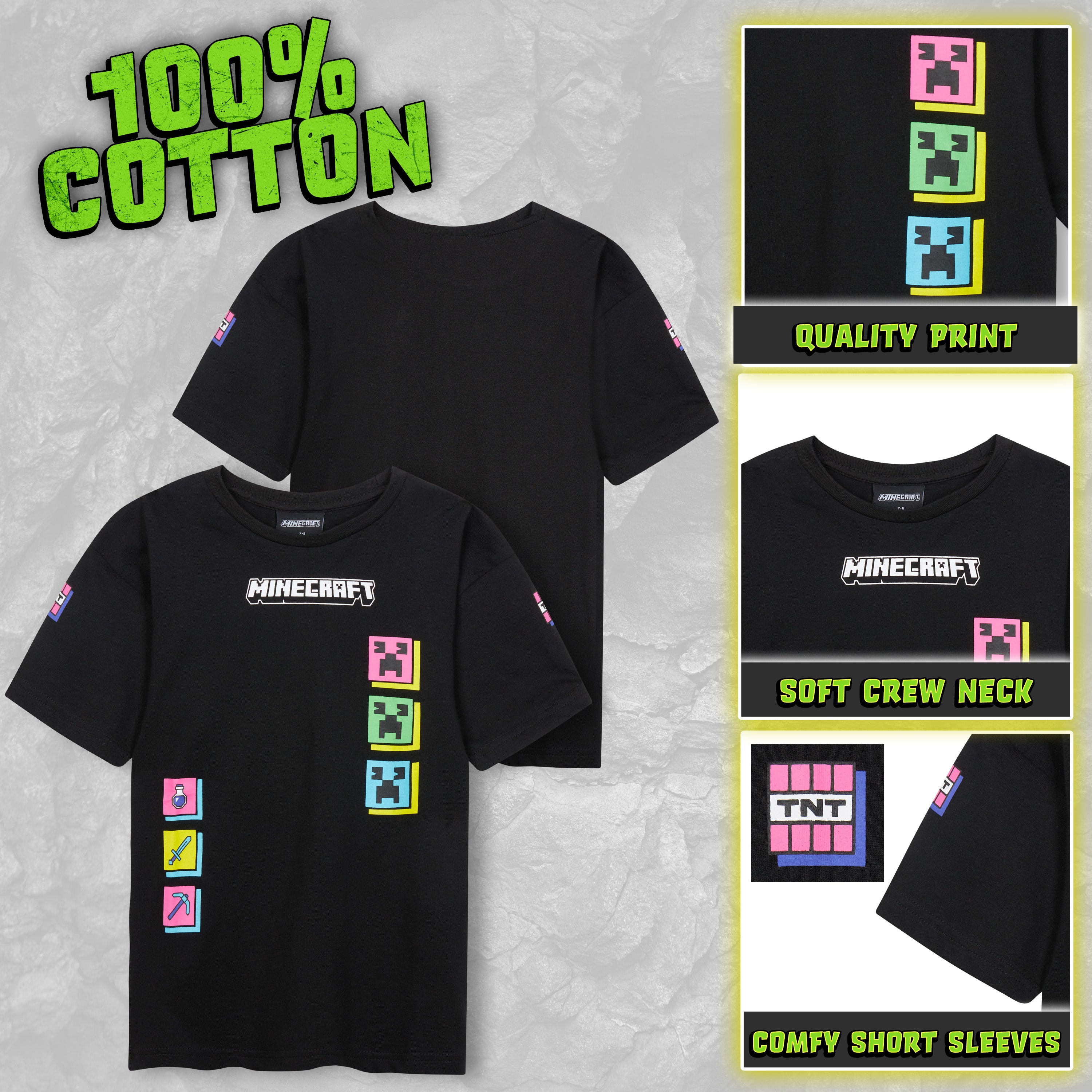 minecraft-t-shirt-garcon-manches-courtes-lot-3-11-12-ans image 4
