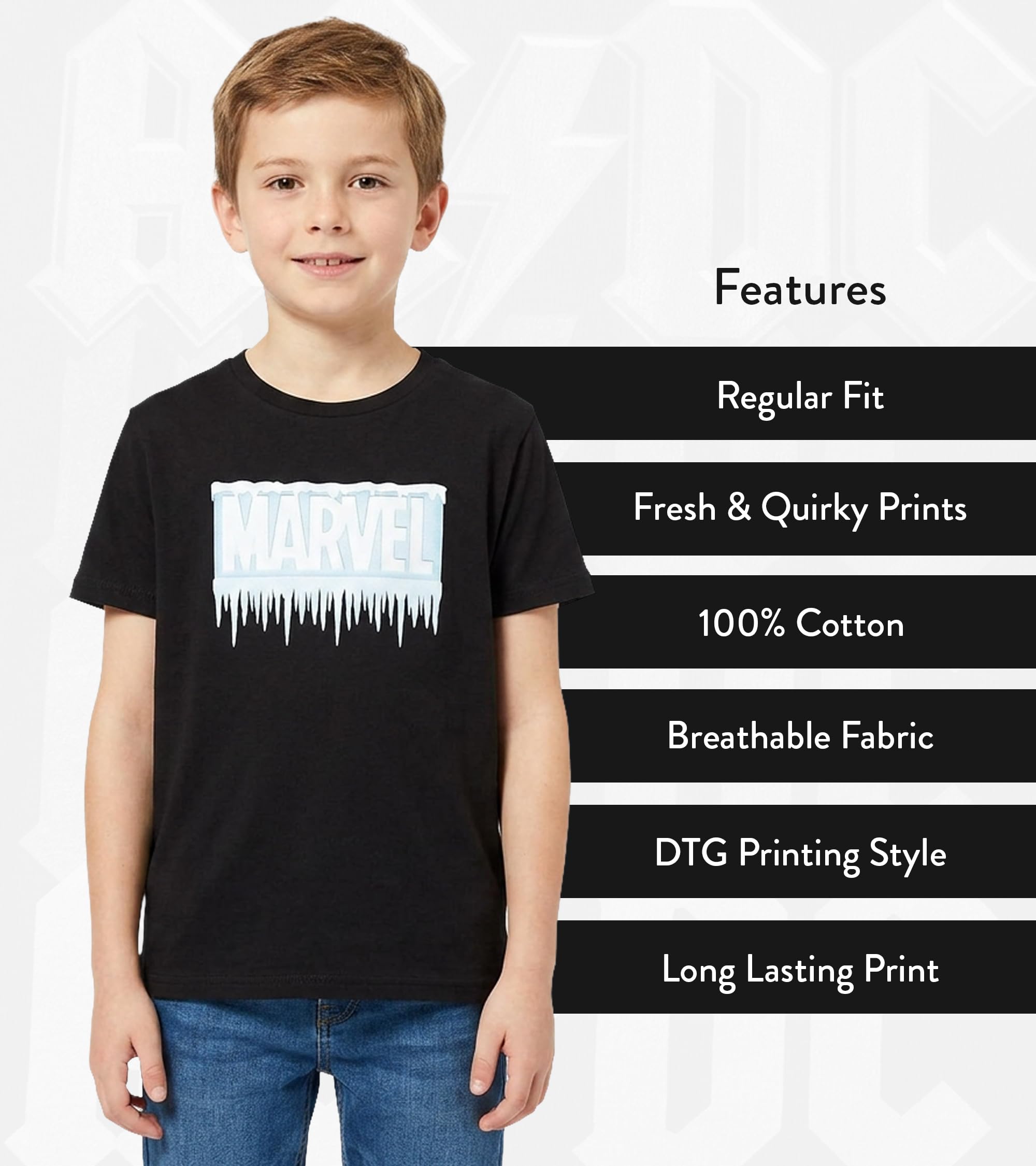 marvel-t-shirt-gar-on-12-ans-noir-coton-super-h-ros image 3