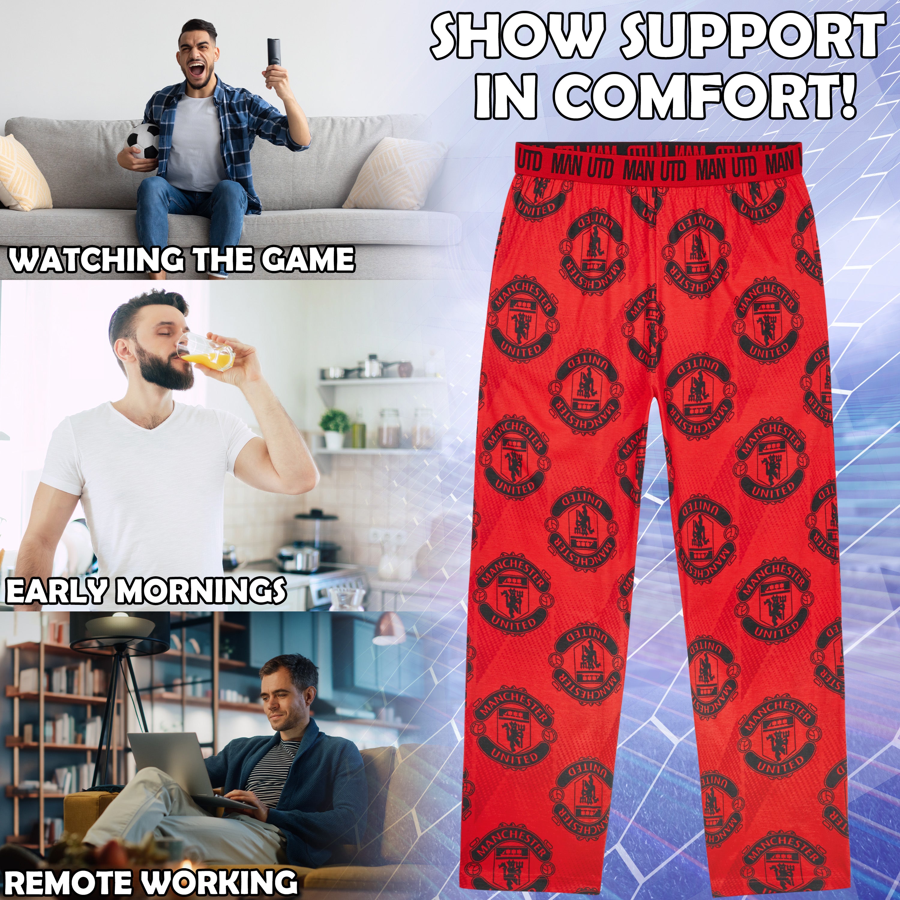 manchester-united-bas-de-pyjama-homme-coton-poches-cadeau-fan image 4