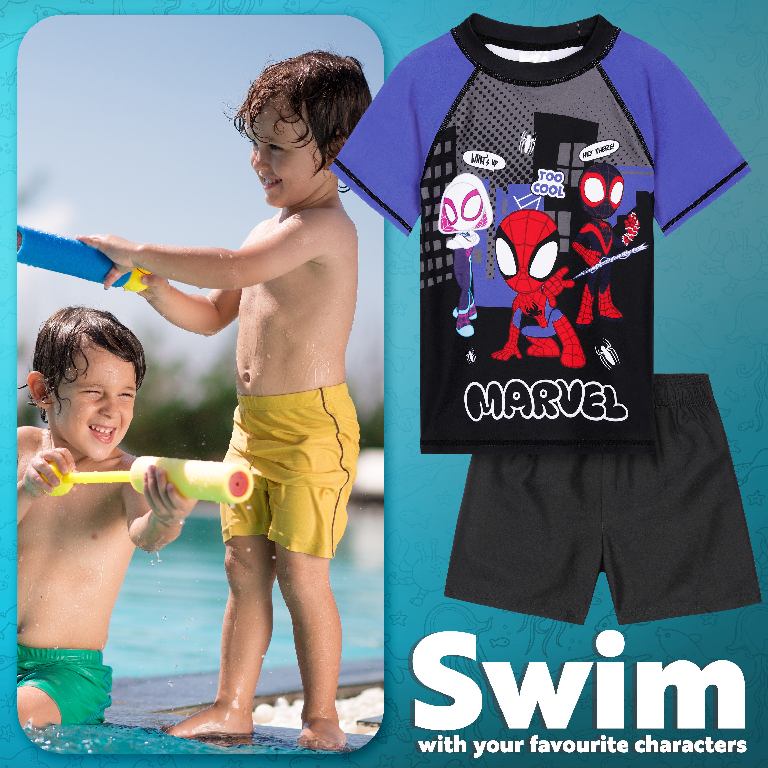 marvel-spiderman-maillot-bain-gar-on-2-pi-ces-short-rashguard image 3