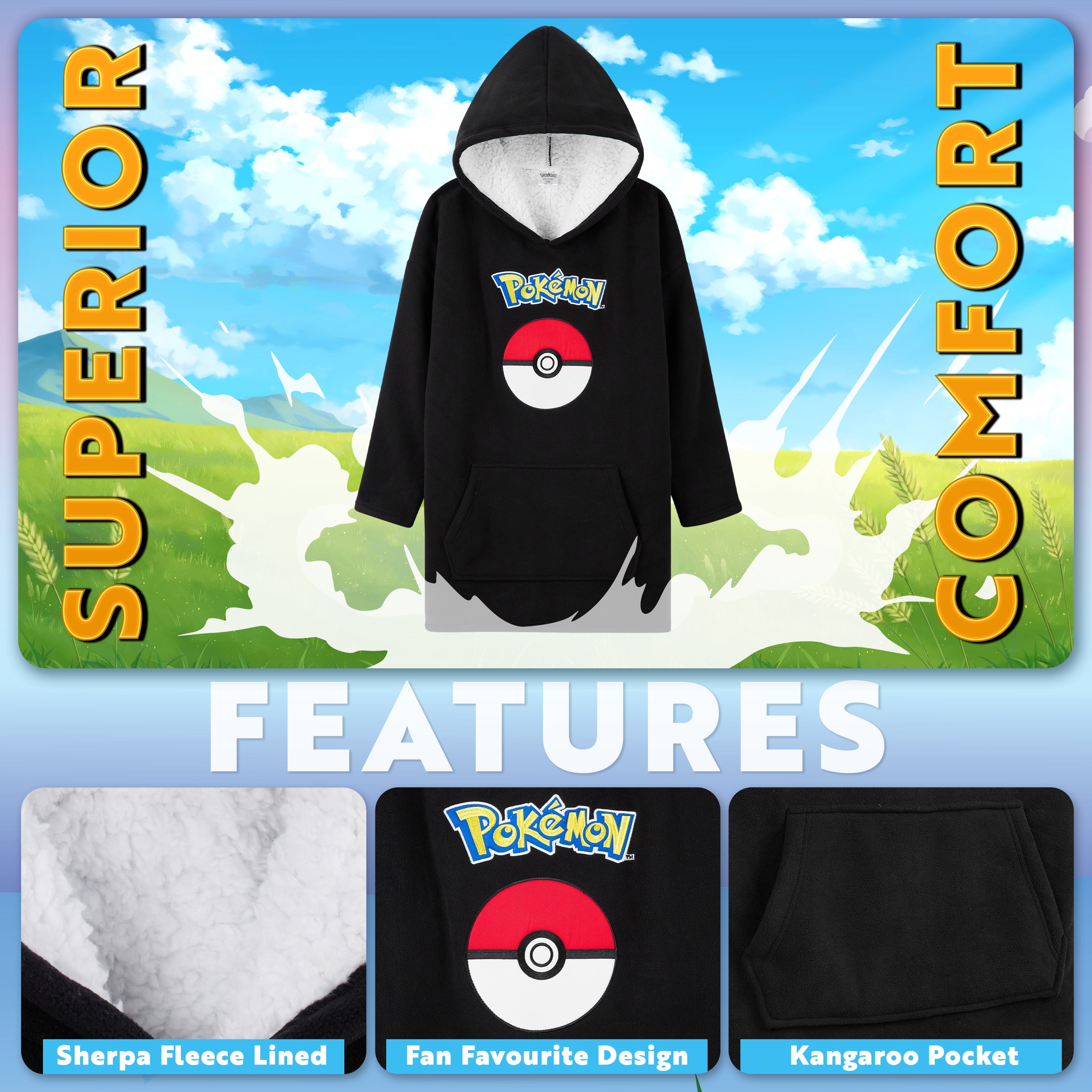 pokemon-e0199-sweat-plaid-enfant-noir-polaire-sherpa image 3