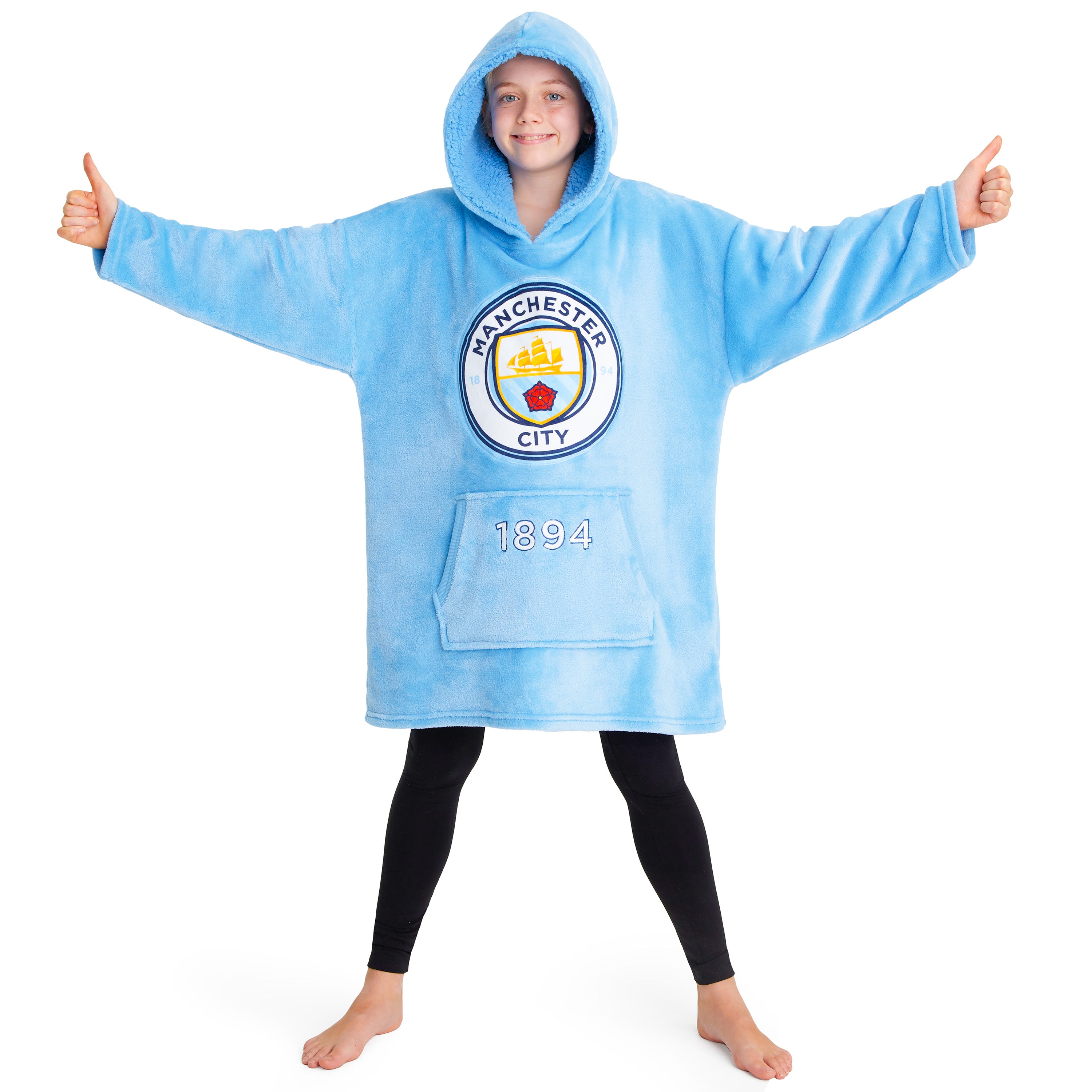manchester-city-plaid-hoodie-enfant-foot-polaire image 1