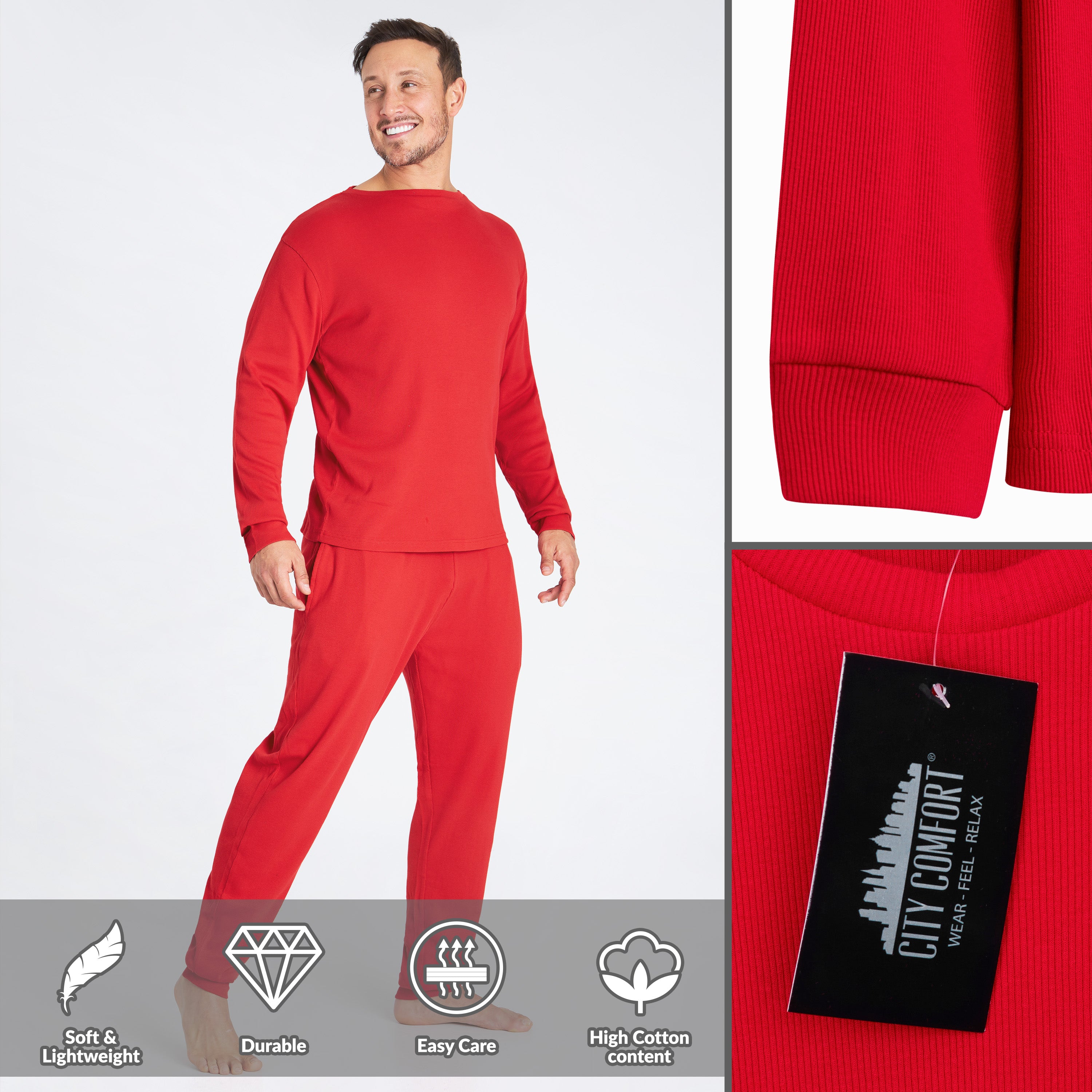 citycomfort-pyjama-c-tel-homme-coton-noir-2-pi-ces image 3