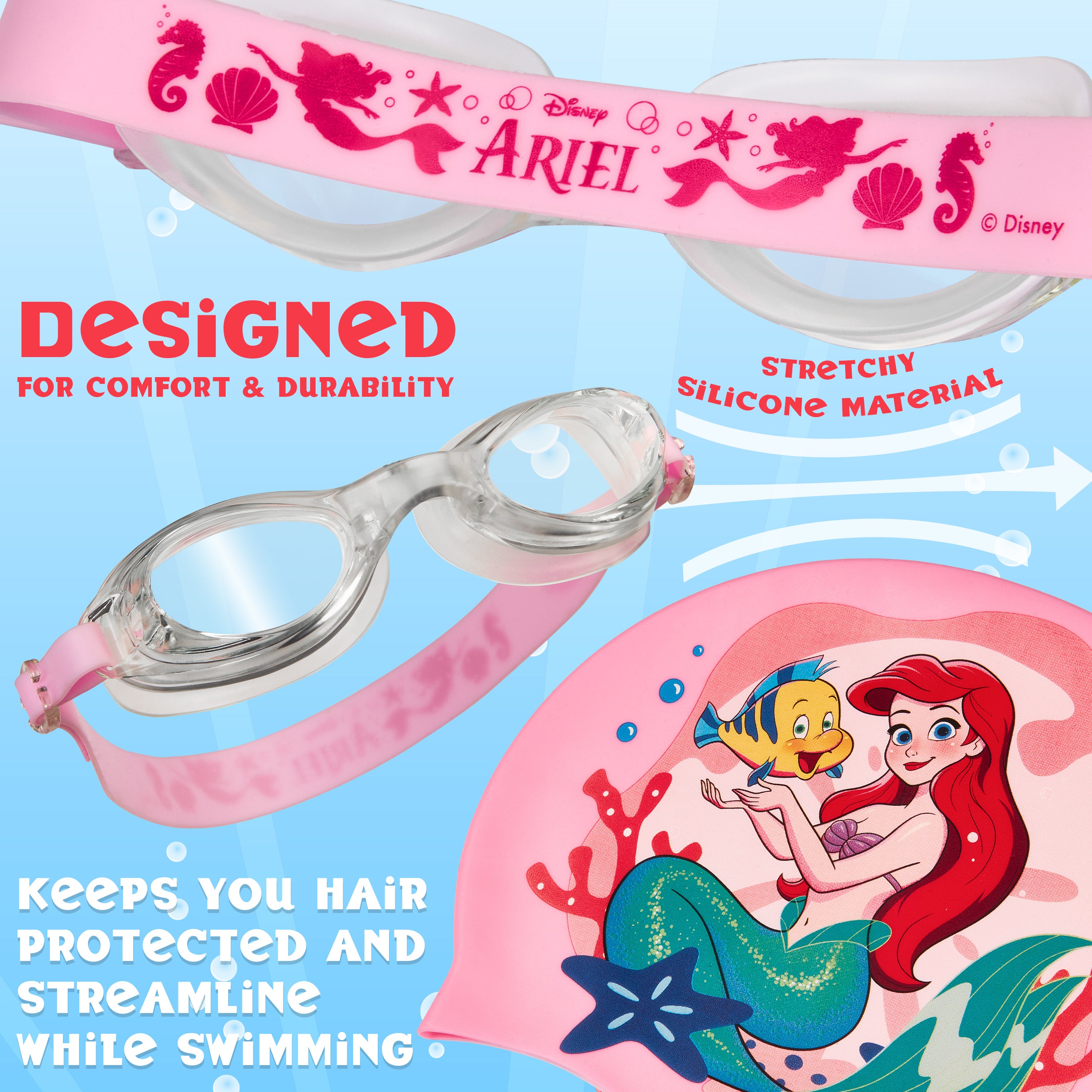 disney-ariel-kit-lunettes-et-bonnet-de-bain-fille-anti-bu-e image 4