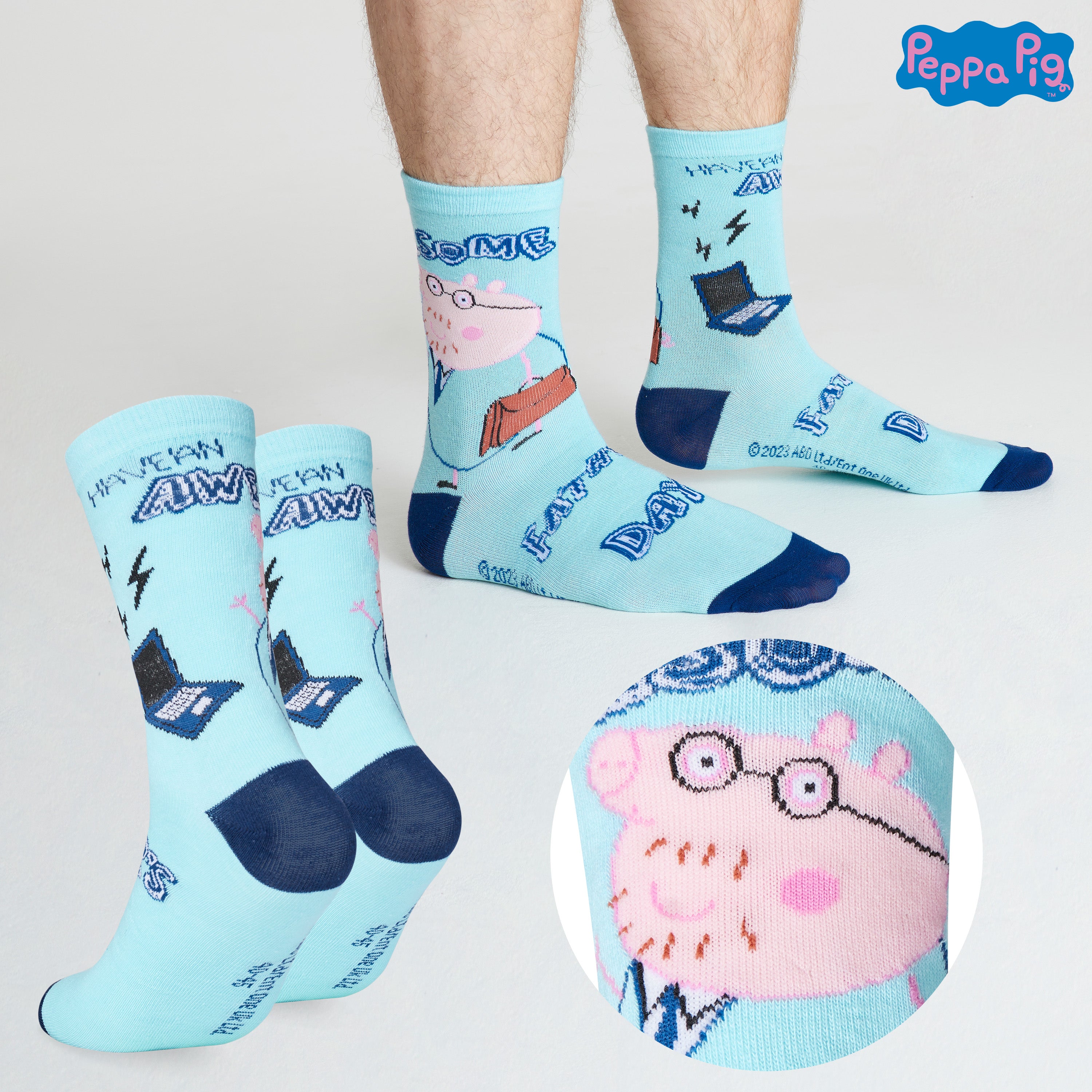 peppa-pig-chaussettes-homme-daddy-pig-lot-5-coton-taille-39-44 image 4