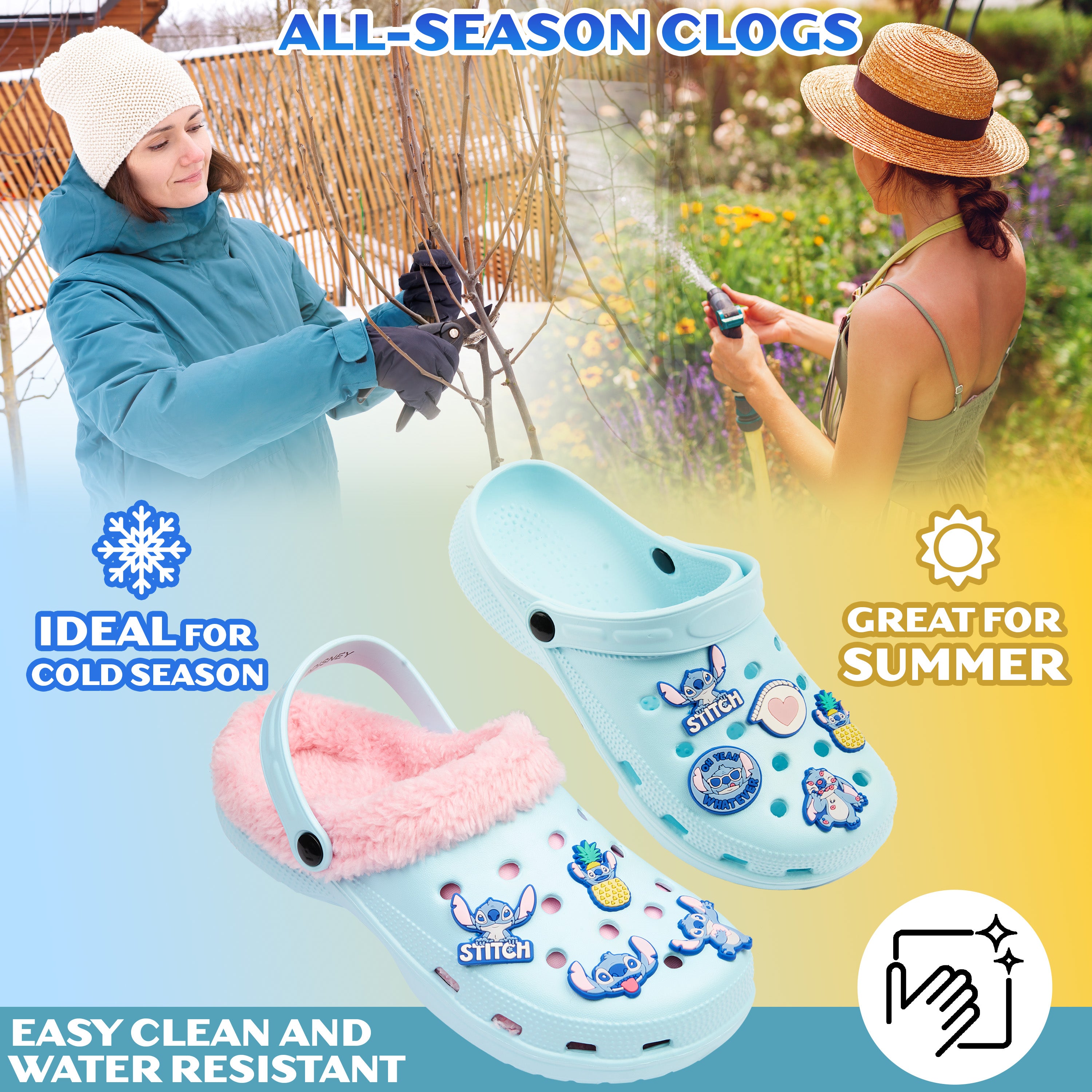 disney-stitch-sabots-femme-doublure-polaire-breloques-jardin image 2