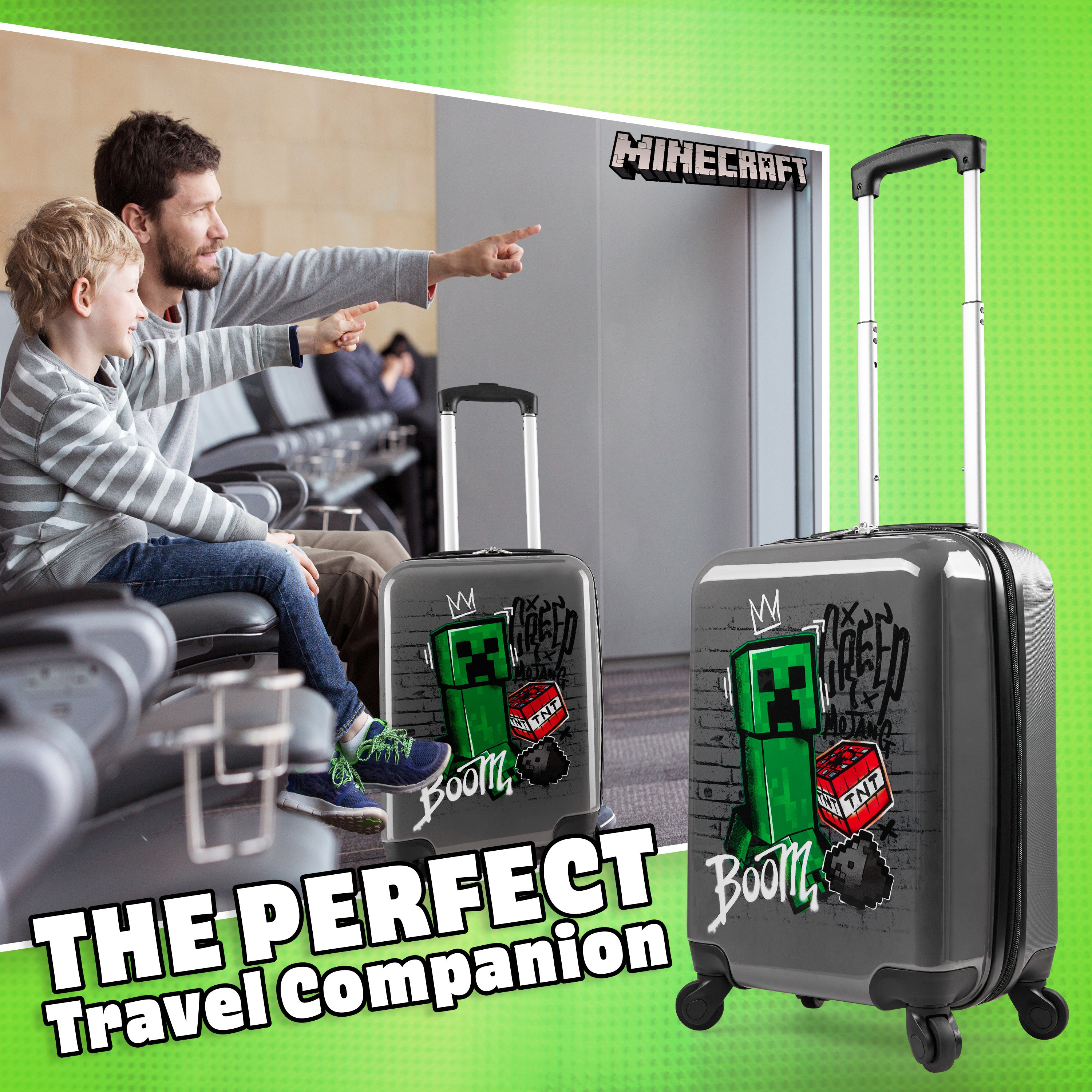 minecraft-creeper-valise-rigide-grise-30l-49x33-cm-enfant image 2