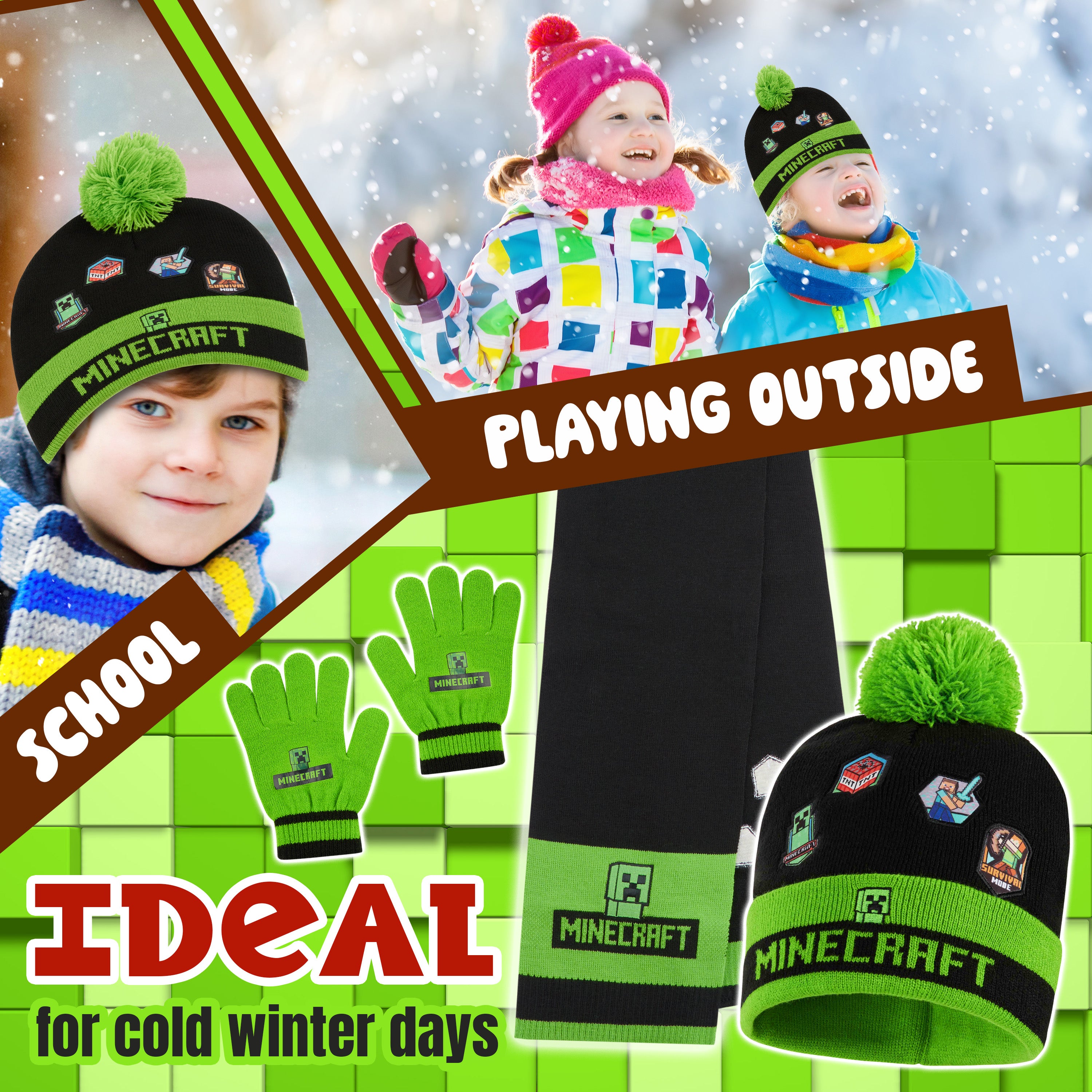 minecraft-ensemble-hiver-creeper-bonnet-charpe-gants-enfant image 4