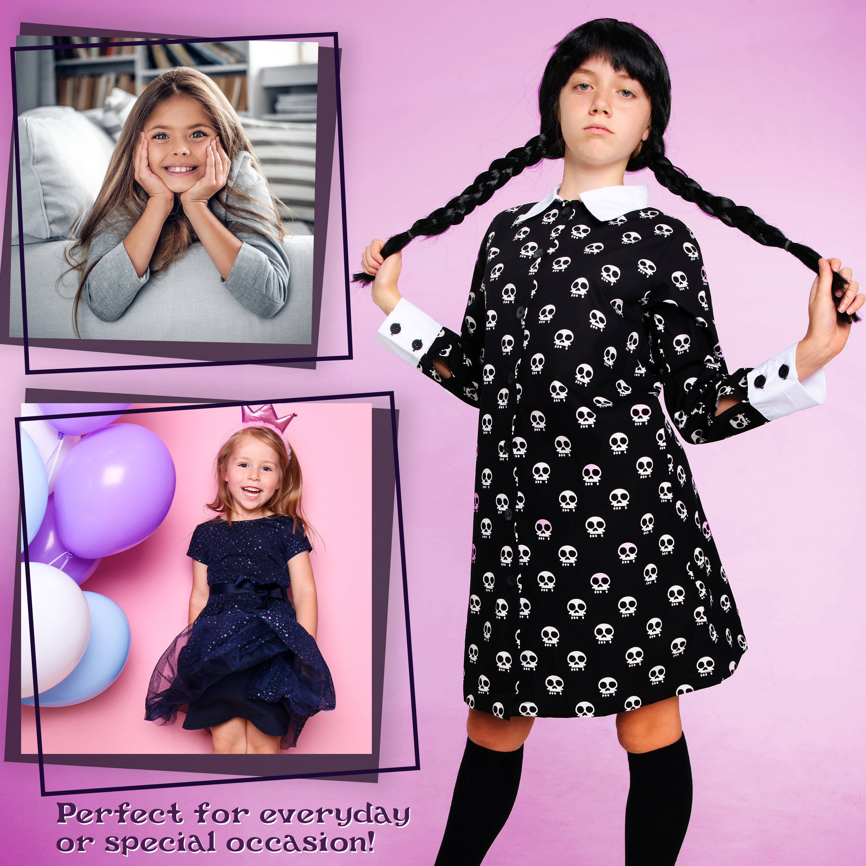 get-trend-wednesday-robe-fille-coton-noire-manches-longues image 5