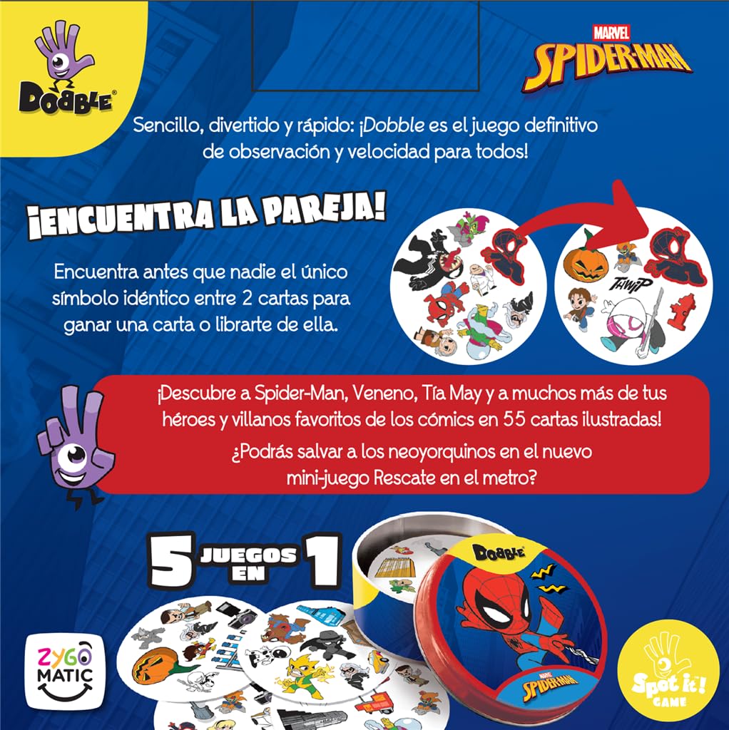 dobble-spiderman-asmodee-jeu-de-cartes-observation-55-cartes image 2