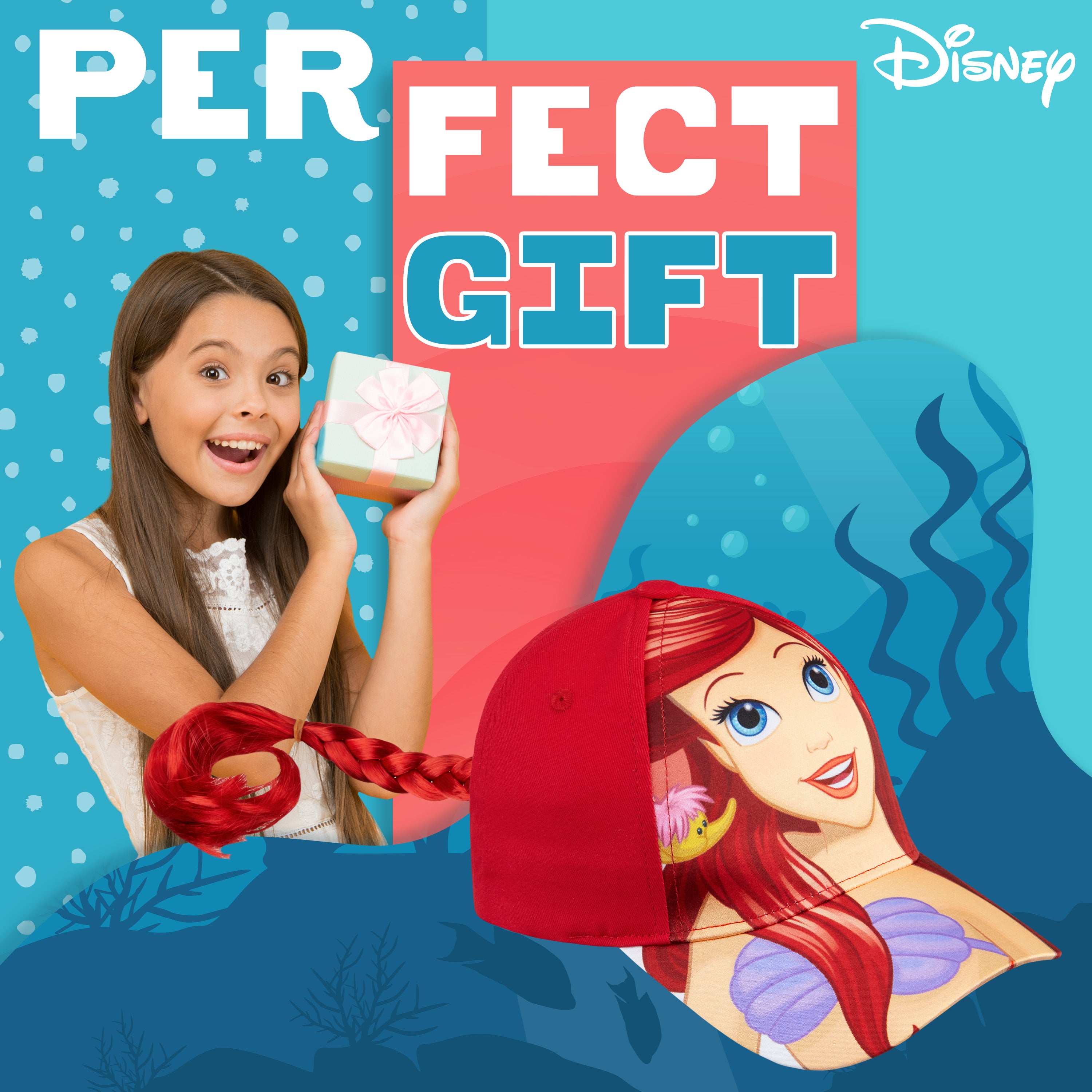 disney-la-petite-sir-ne-casquette-fille-natte-ariel-amovible image 3