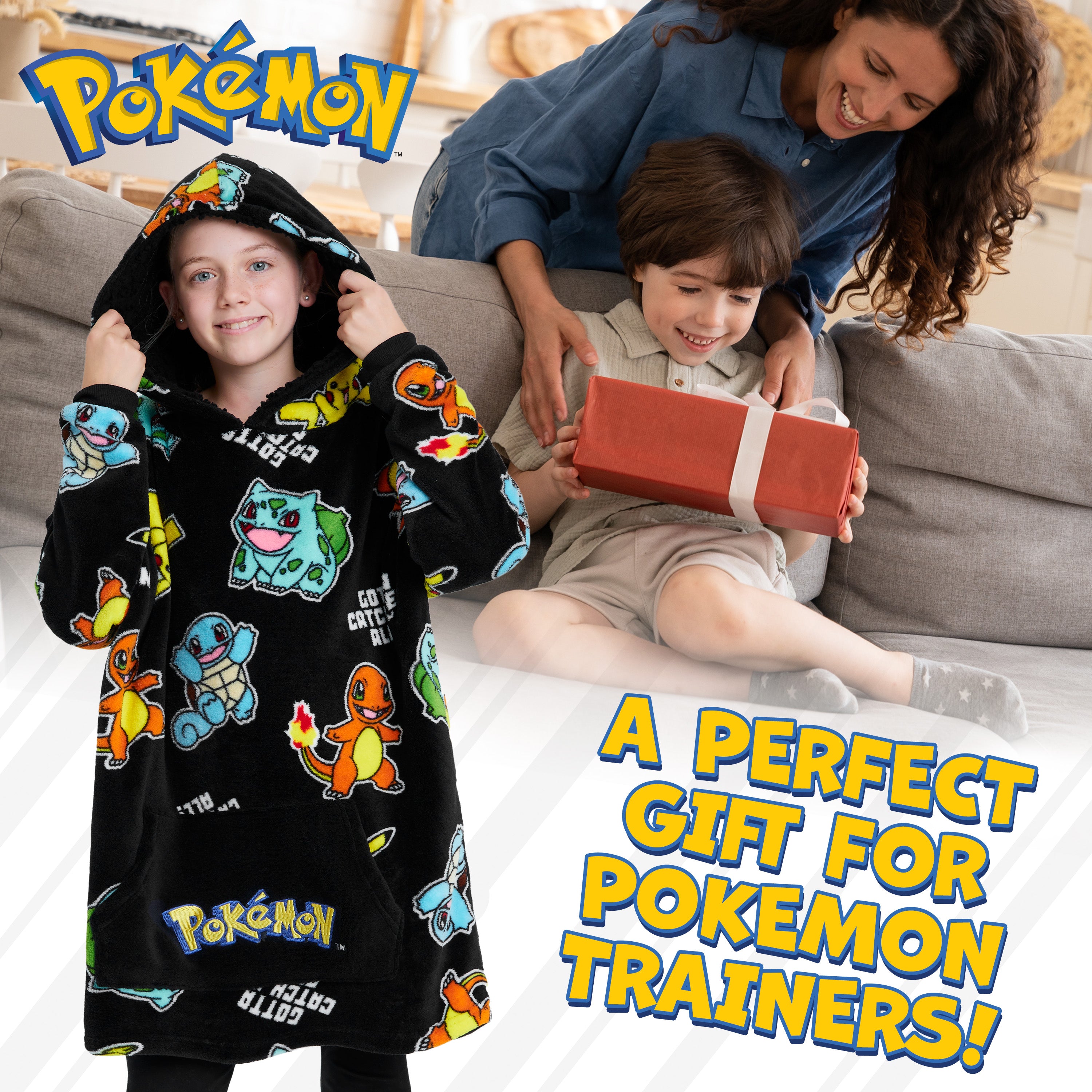 pok-mon-pikachu-sweat-plaid-enfant-oversize-noir image 2