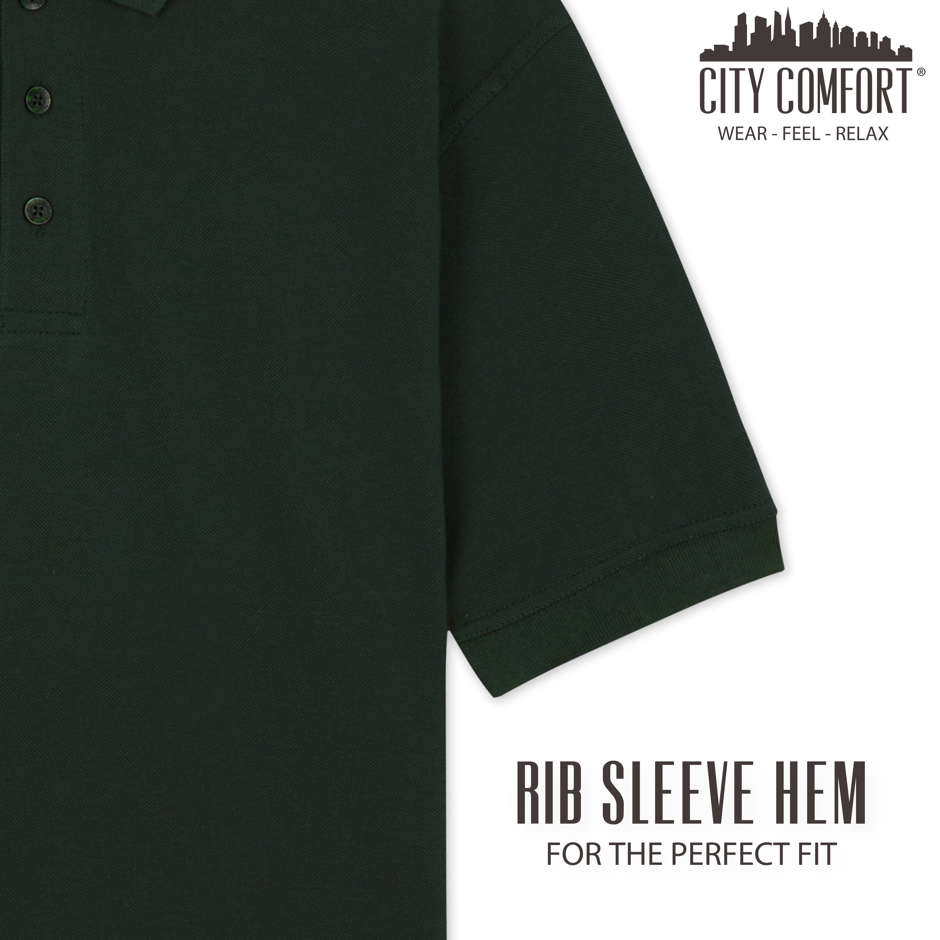 citycomfort-men-polo-manche-courte-coton-vert-gris image 5