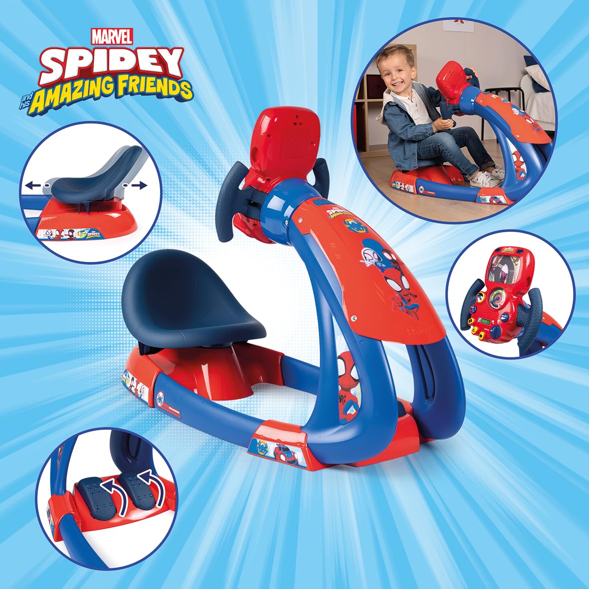 smoby-spidey-v8-driver-simulateur-conduite-enfant-3-ans-sons-lumires image 2