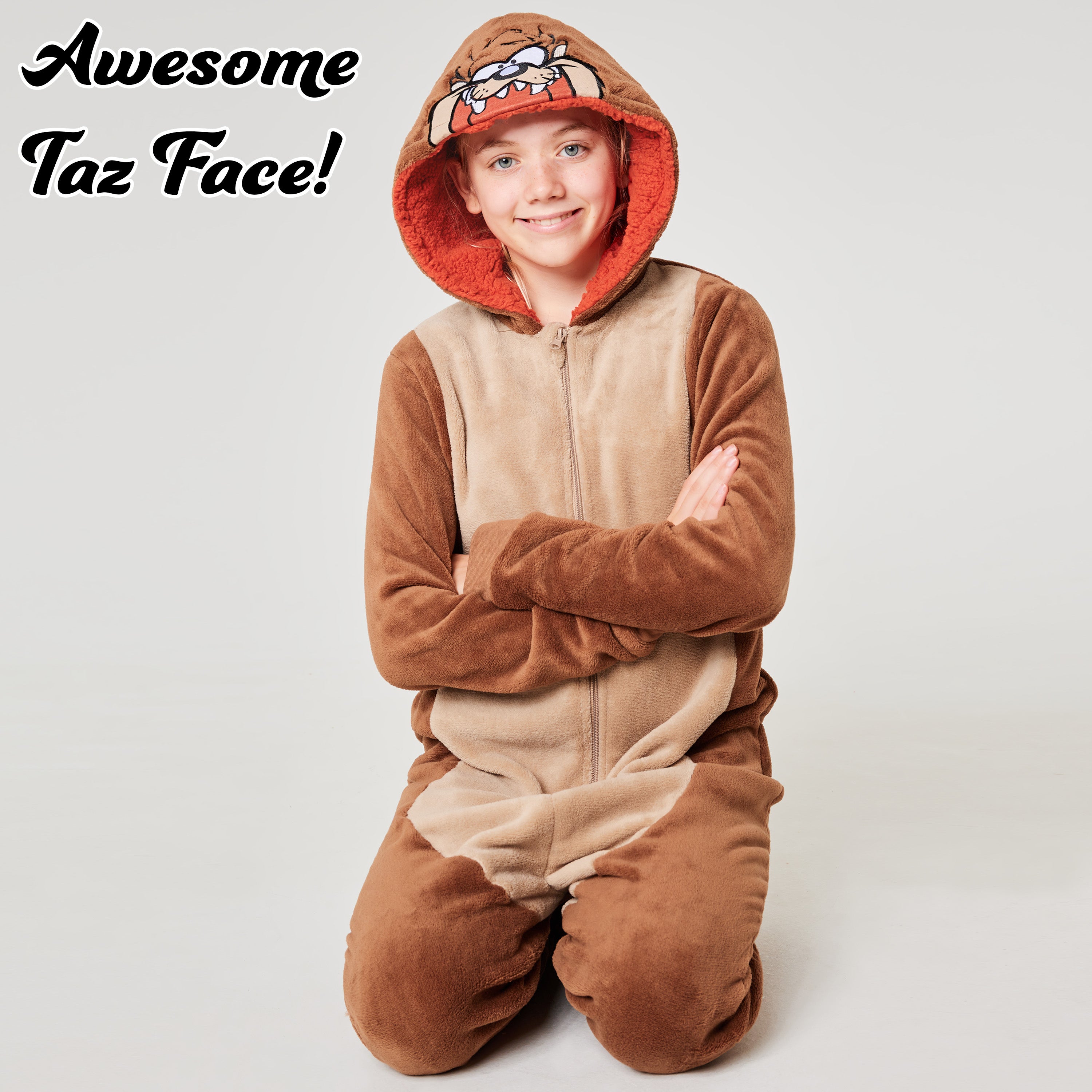 looney-tunes-combinaison-taz-polaire-capuche-7-15-ans image 3
