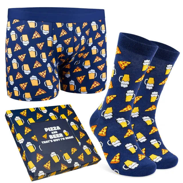 citycomfort-pizza-beer-boxer-homme-chaussettes-coffret-coton-l image 1