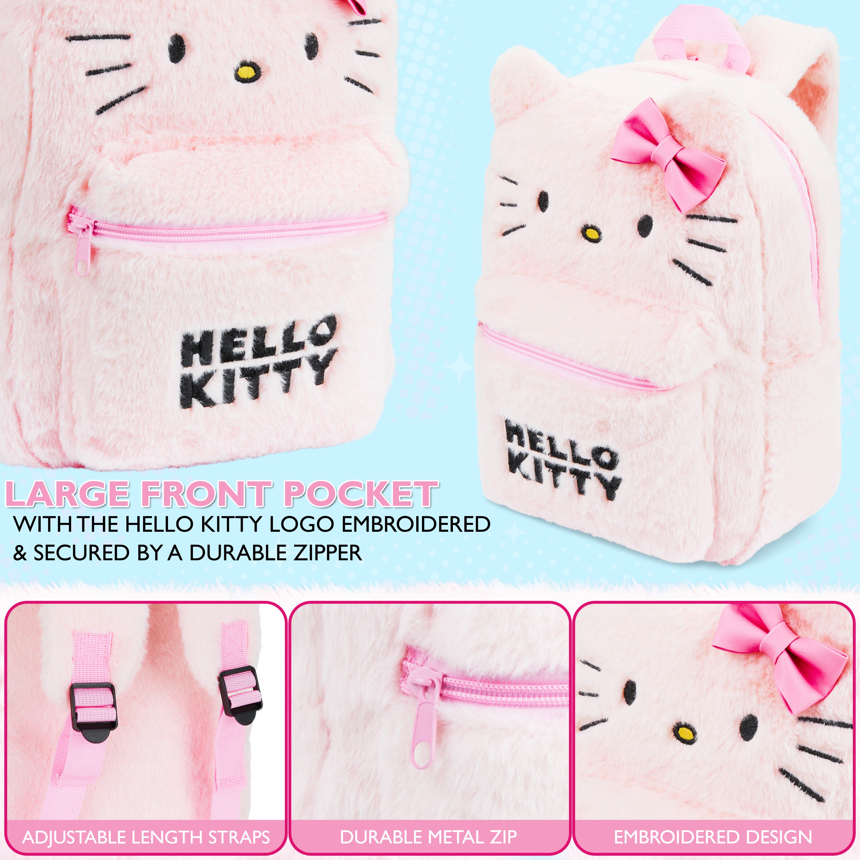 hello-kitty-sac-dos-peluche-fluffy-kawaii-rose-fille image 2