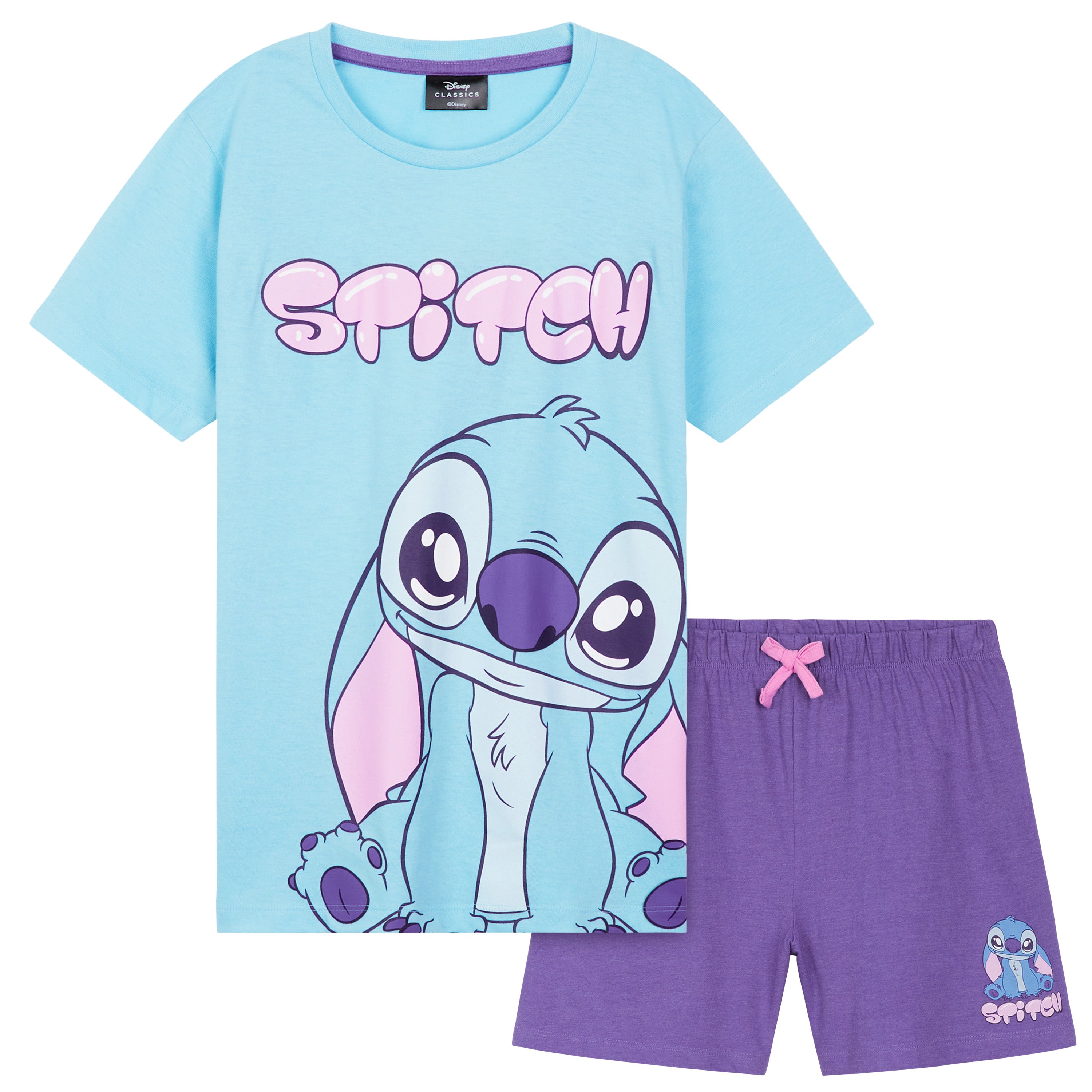 disney-stitch-pyjama-court-fille-coton-9-10-ans image 1