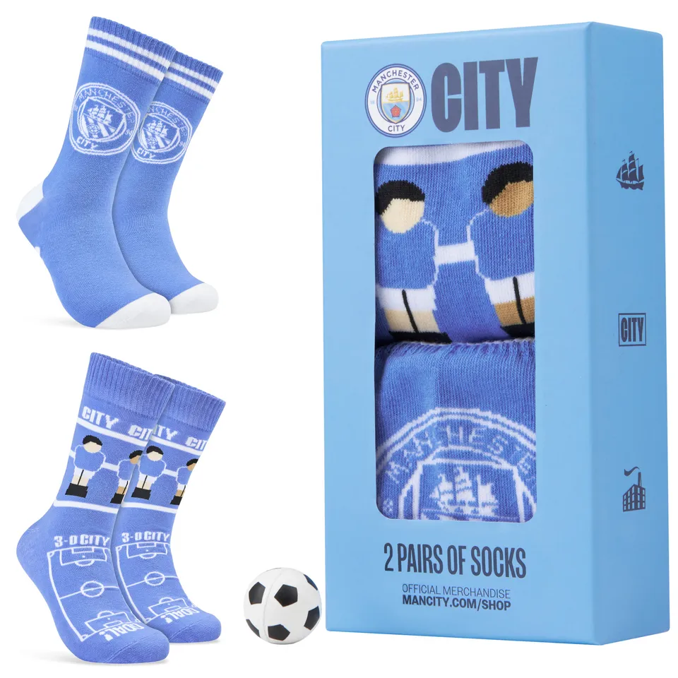 manchester-city-chaussettes-homme-coton-mi-mollet-lot-2-ballon image 1