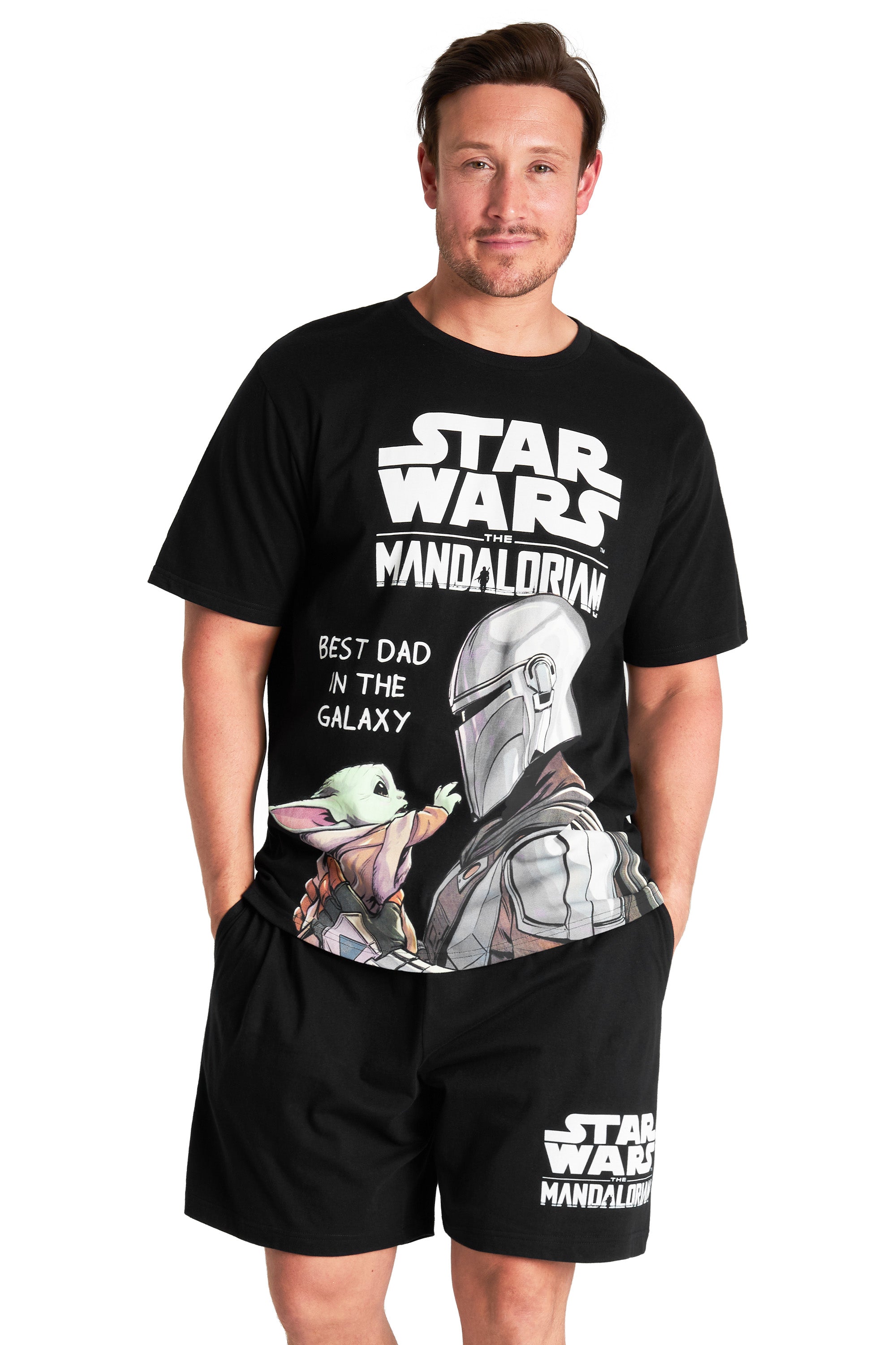star-wars-pyjama-short-homme-baby-yoda-coton-t-shirt image 1
