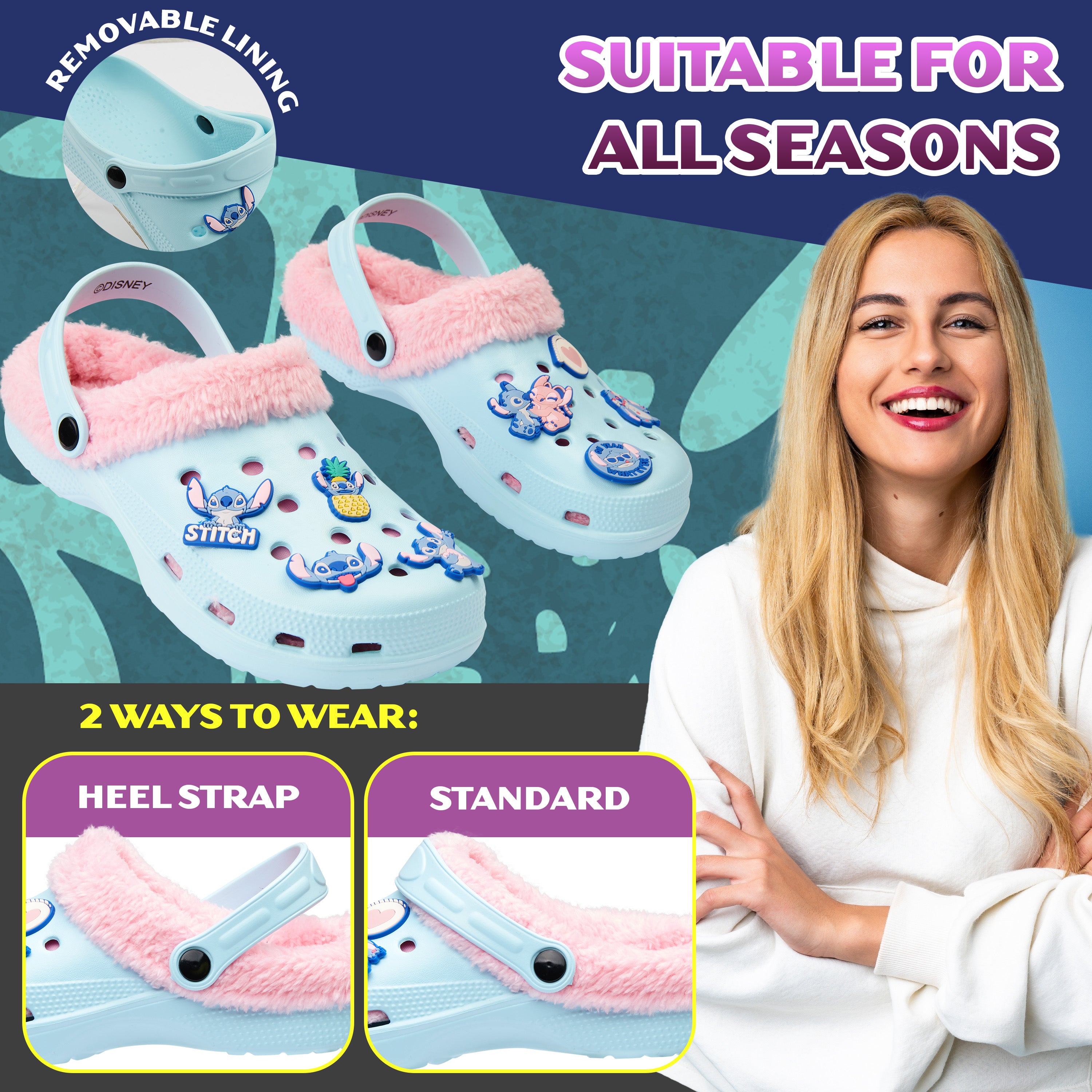 disney-stitch-sabots-femme-doublure-polaire-breloques-jardin image 4