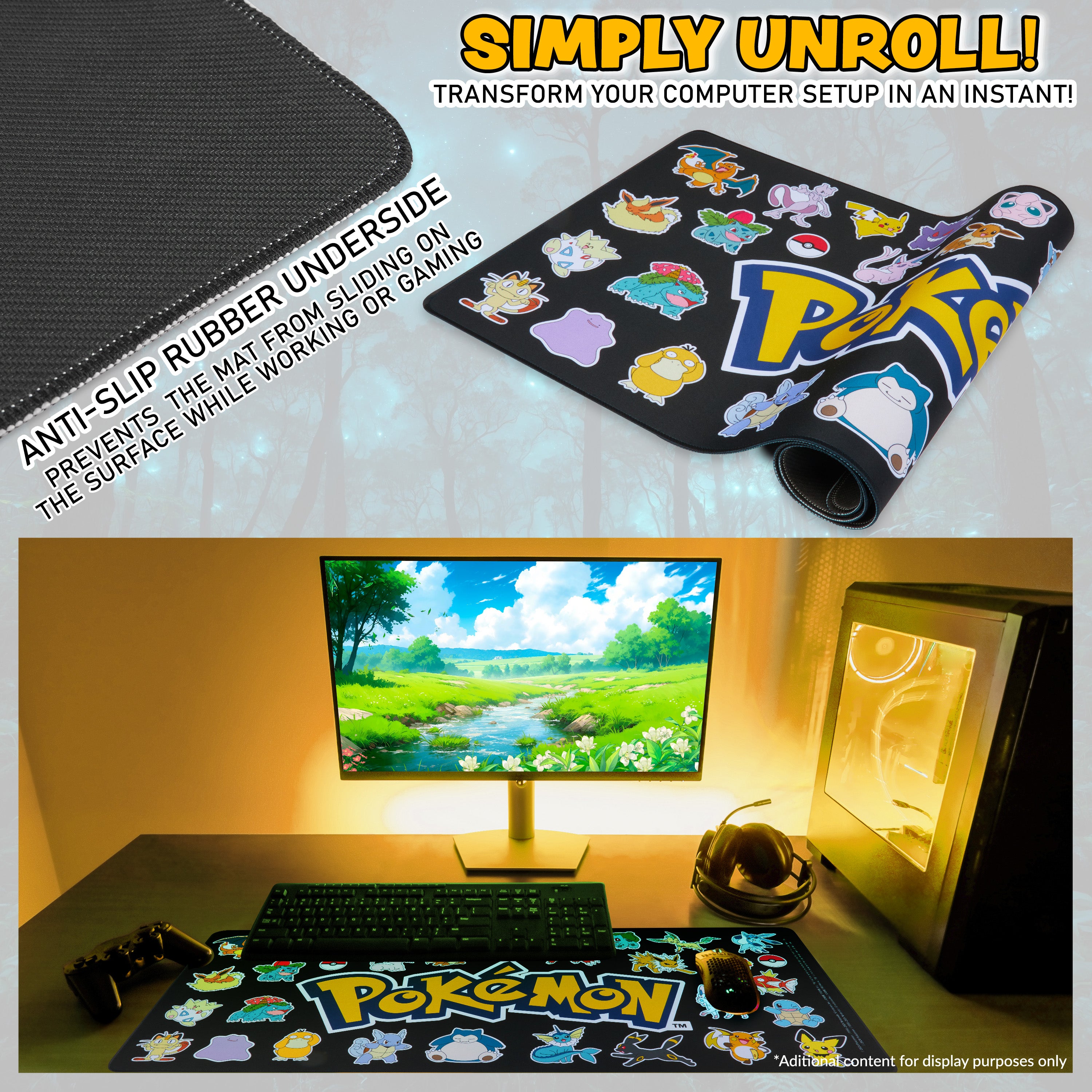 pok-mon-pikachu-tapis-souris-xxl-bureau-gaming-80x35-noir image 4