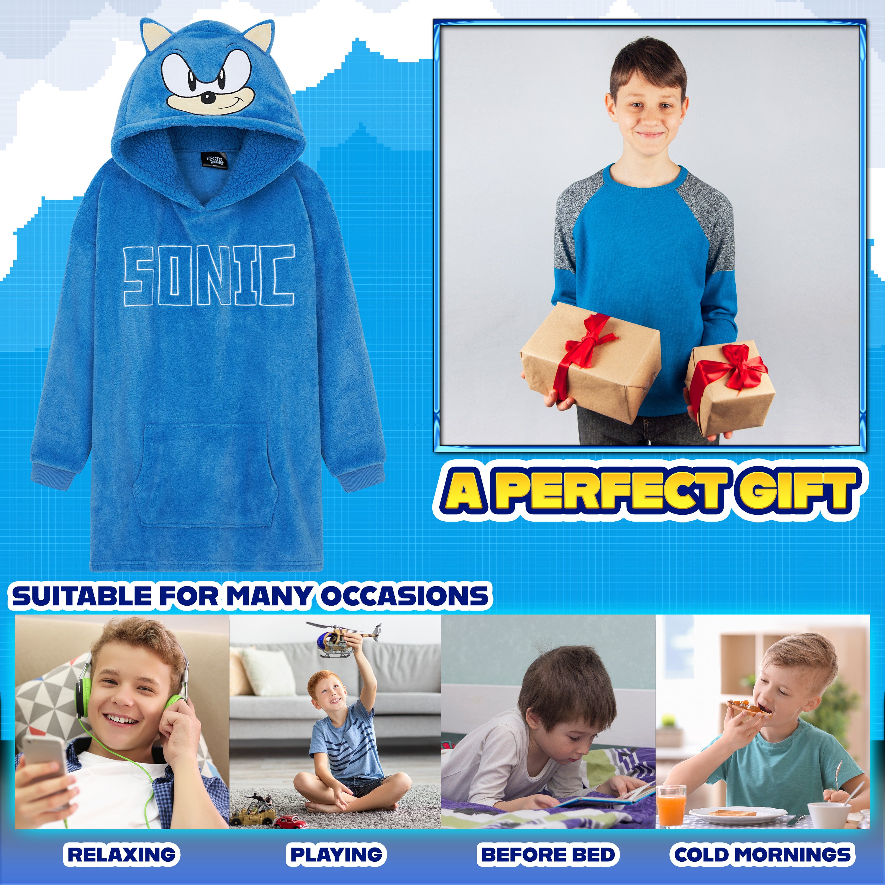 sonic-boys-sweat-plaid-polaire-gar-on-taille-unique image 3