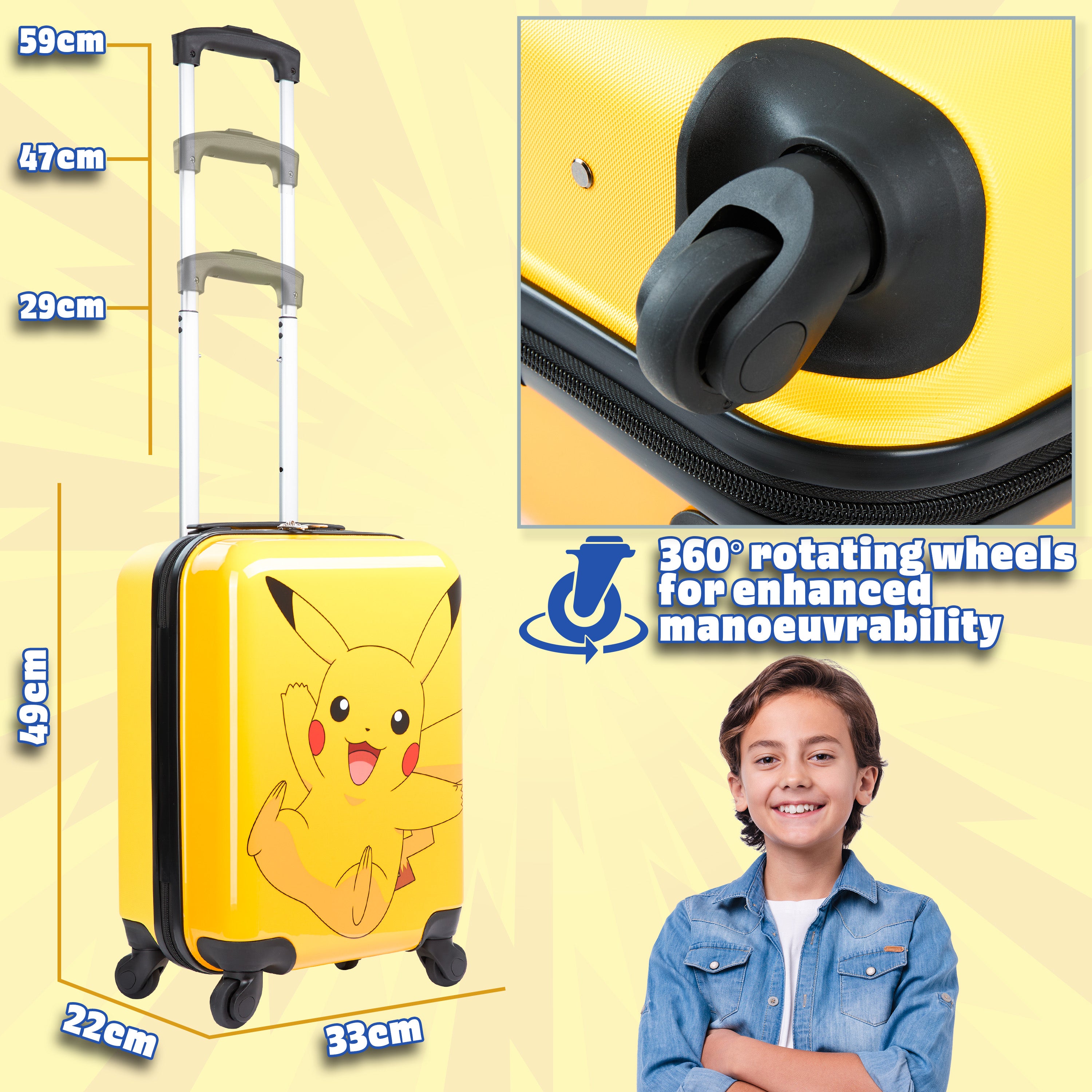 pok-mon-valise-enfant-pikachu-cabine-roulettes-49-cm image 4