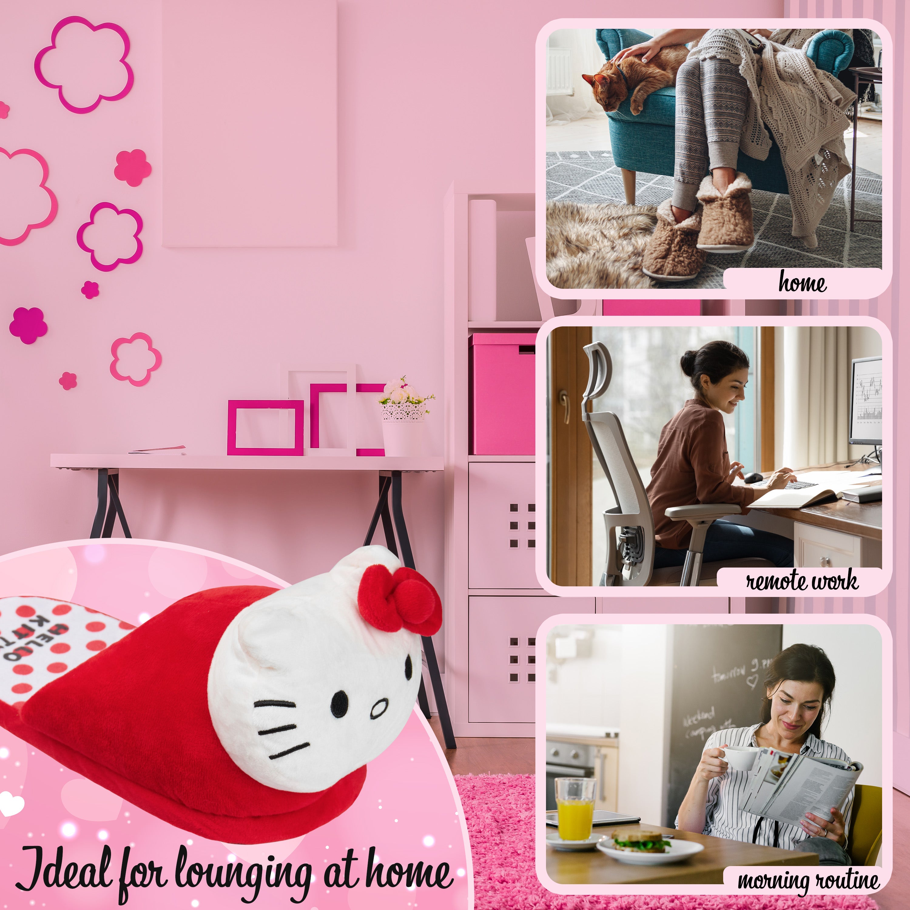 hello-kitty-pantoufles-femme-3d-chaussons-cosy-rose image 5
