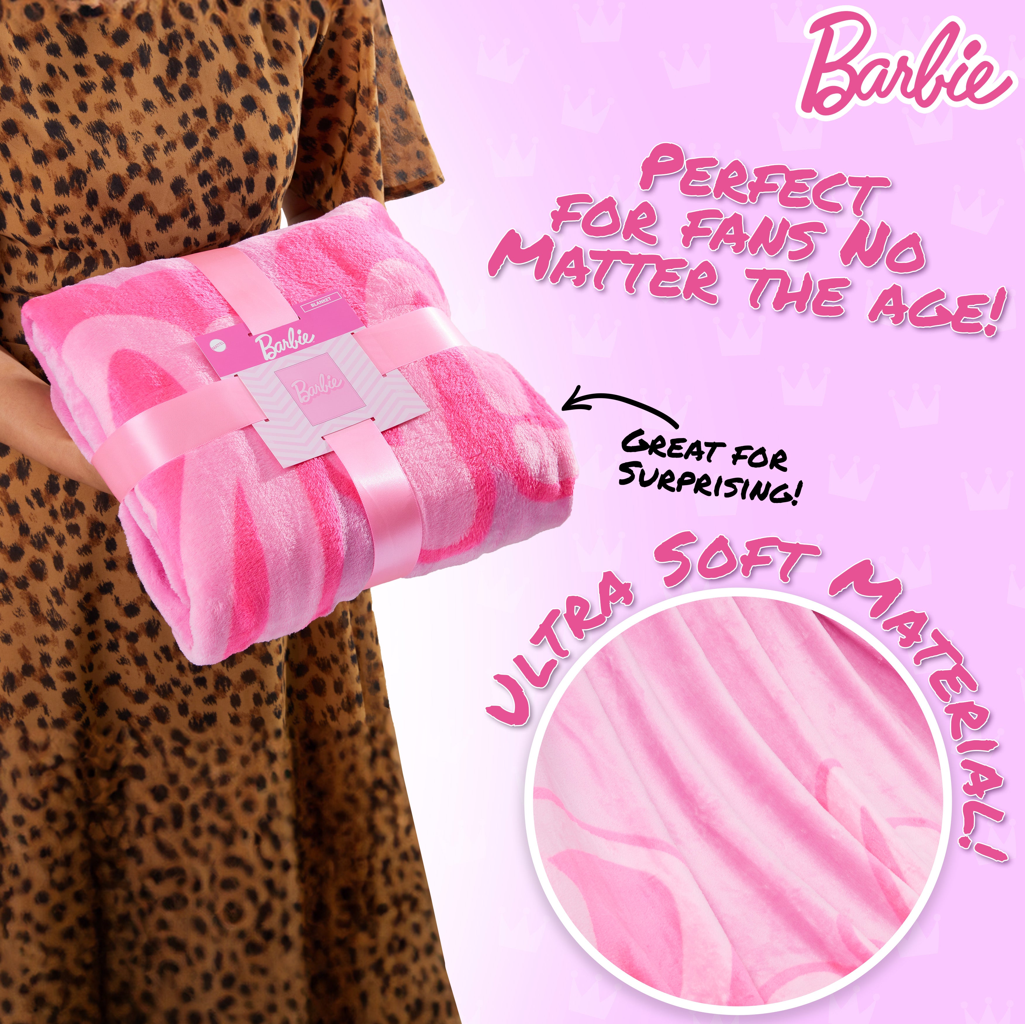 barbie-plaid-polaire-150x130-cm-rose-fille-femme image 5