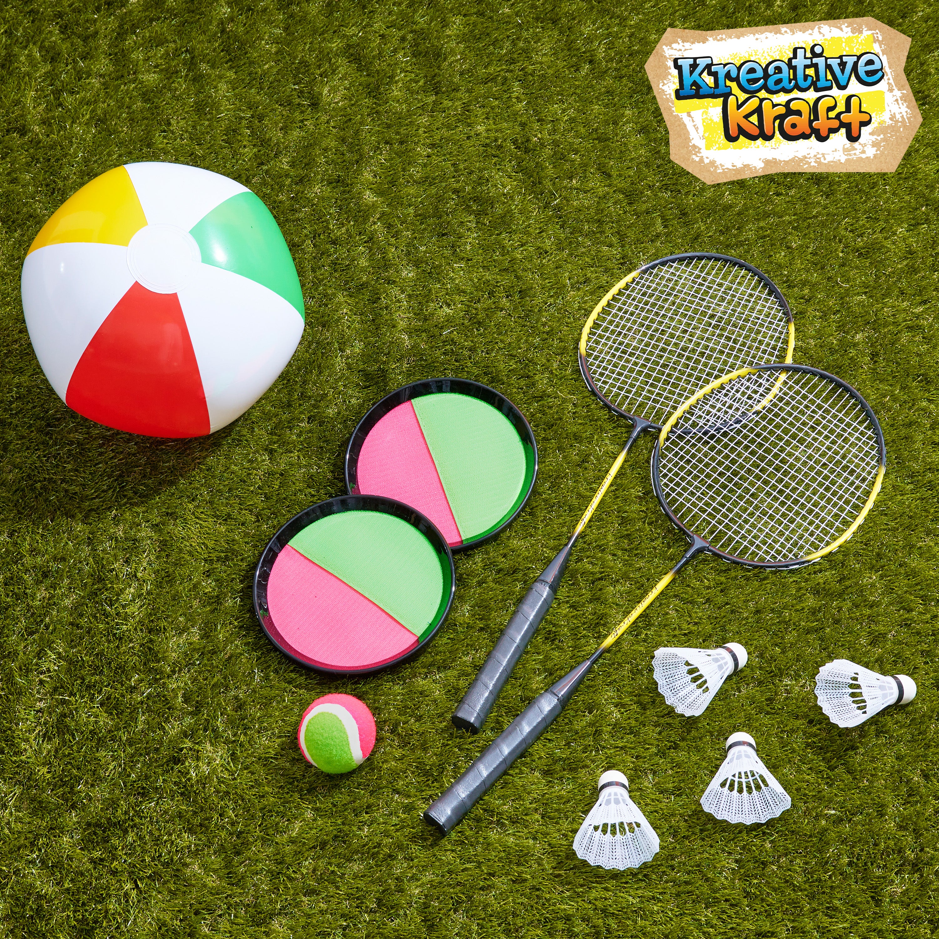 kreativekraft-badminton-set-3-jeux-raquettes-jardin image 2