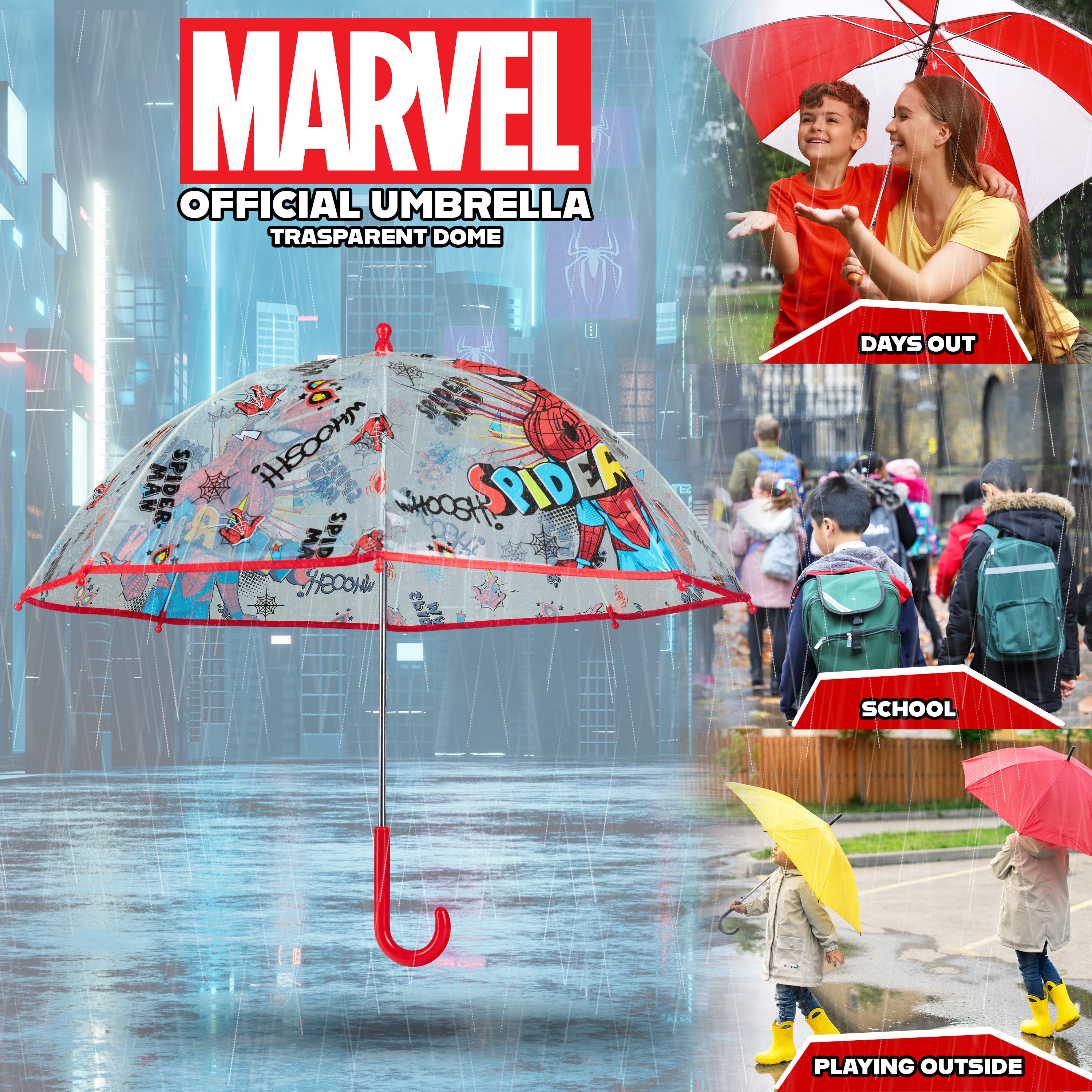 marvel-spiderman-parapluie-cloche-enfant-transparent image 3