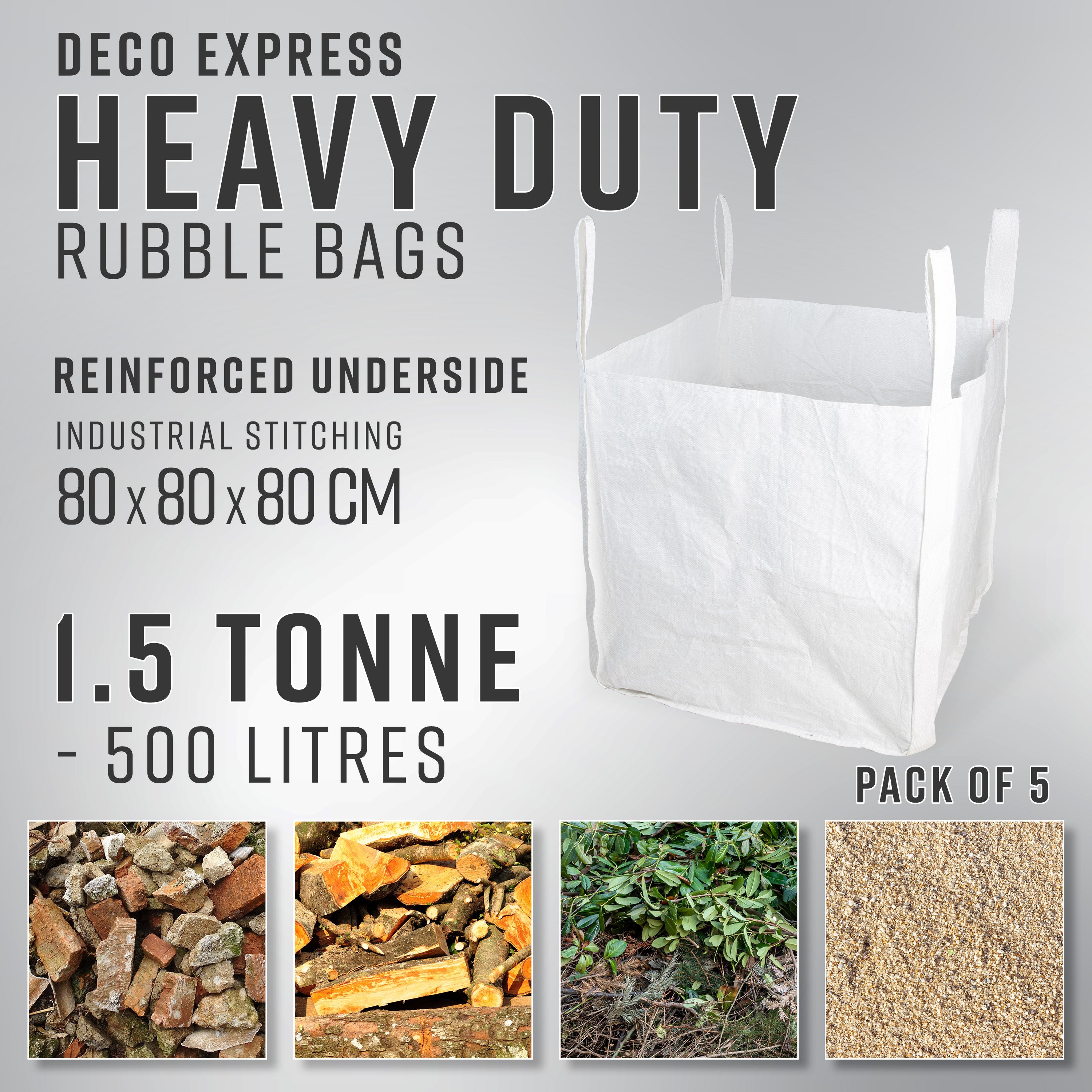 deco-express-sac-d-chets-verts-blanc-1-5t-80x80x80-lot-5 image 2
