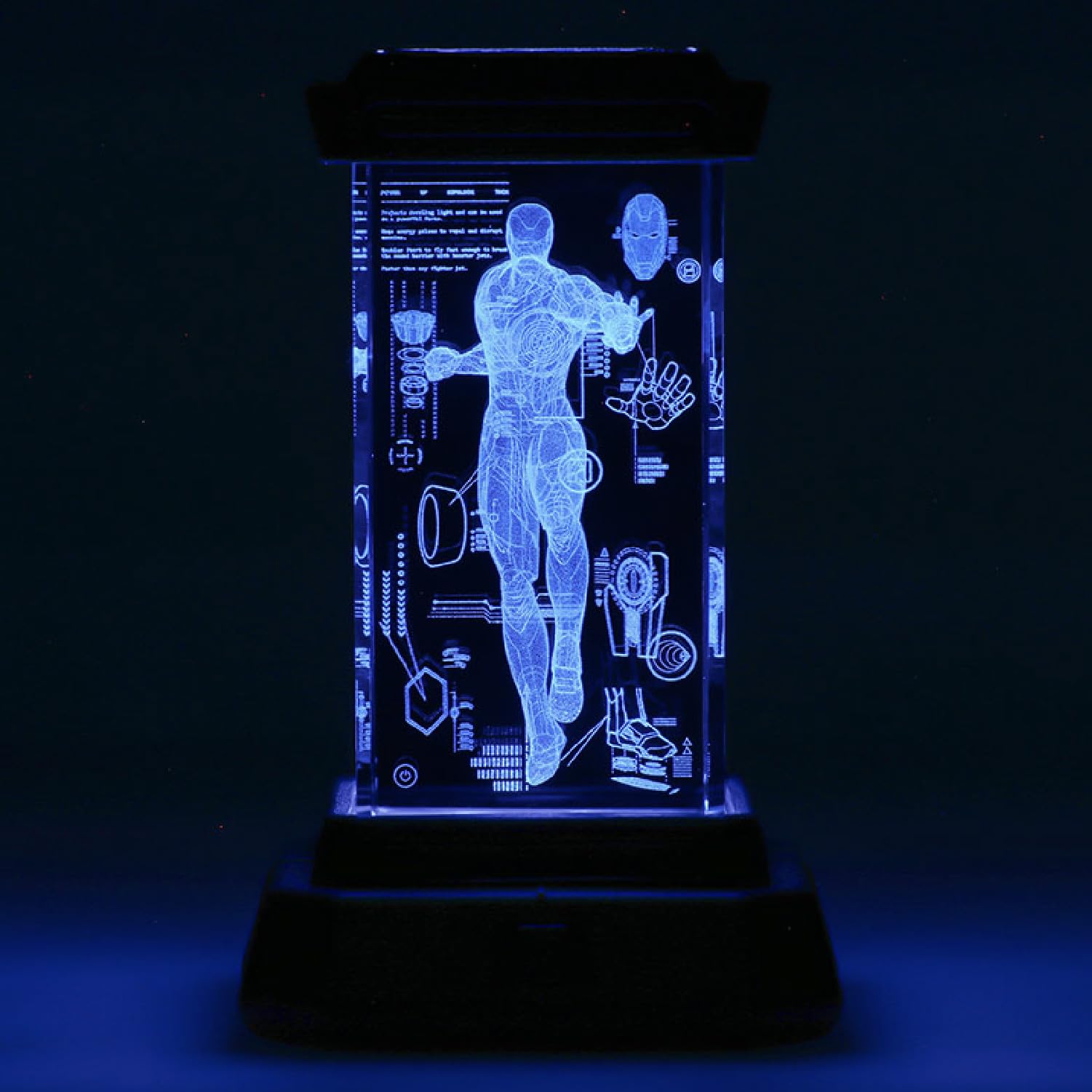 marvel-iron-man-lampe-3d-cristal-led-3-couleurs-holographique image 1