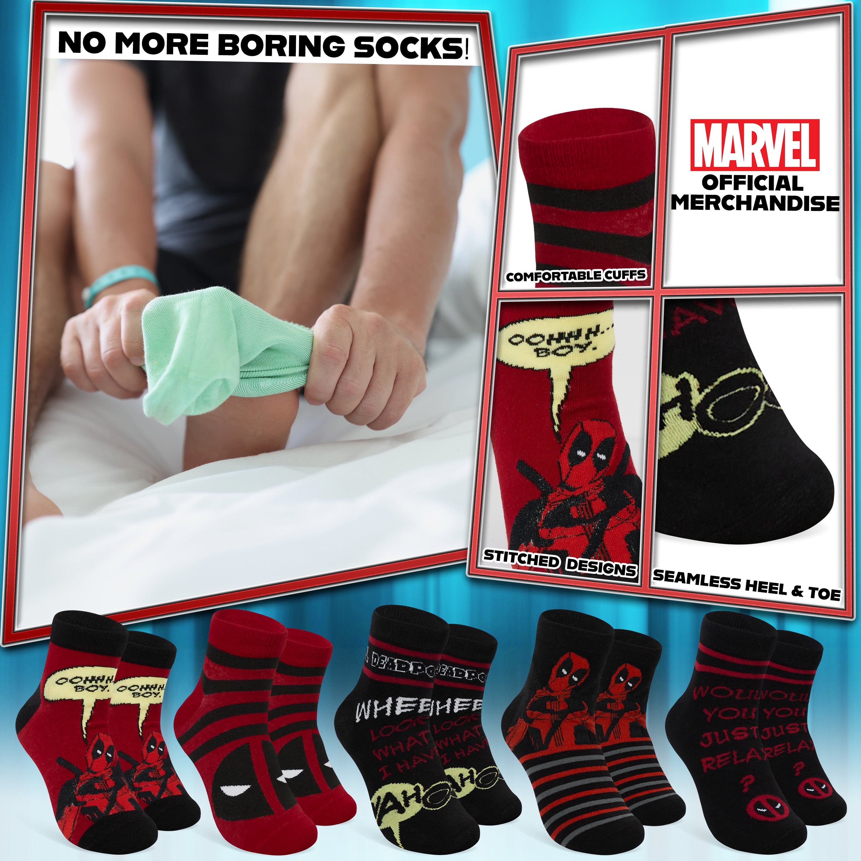marvel-men-chaussettes-basses-coton-lot-de-5-super-h-ros image 3