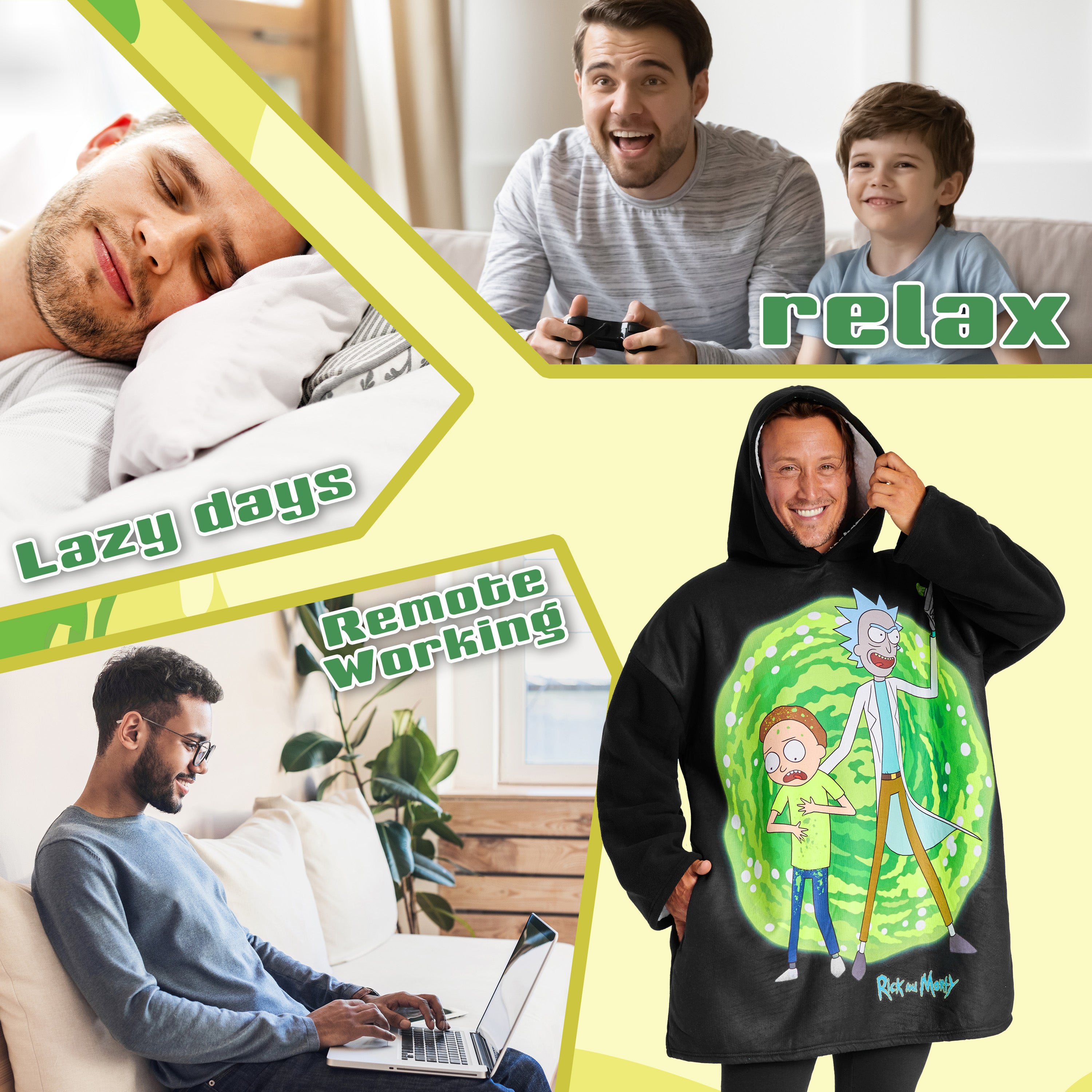 rick-and-morty-sweat-plaid-homme-noir-polaire-sherpa image 5