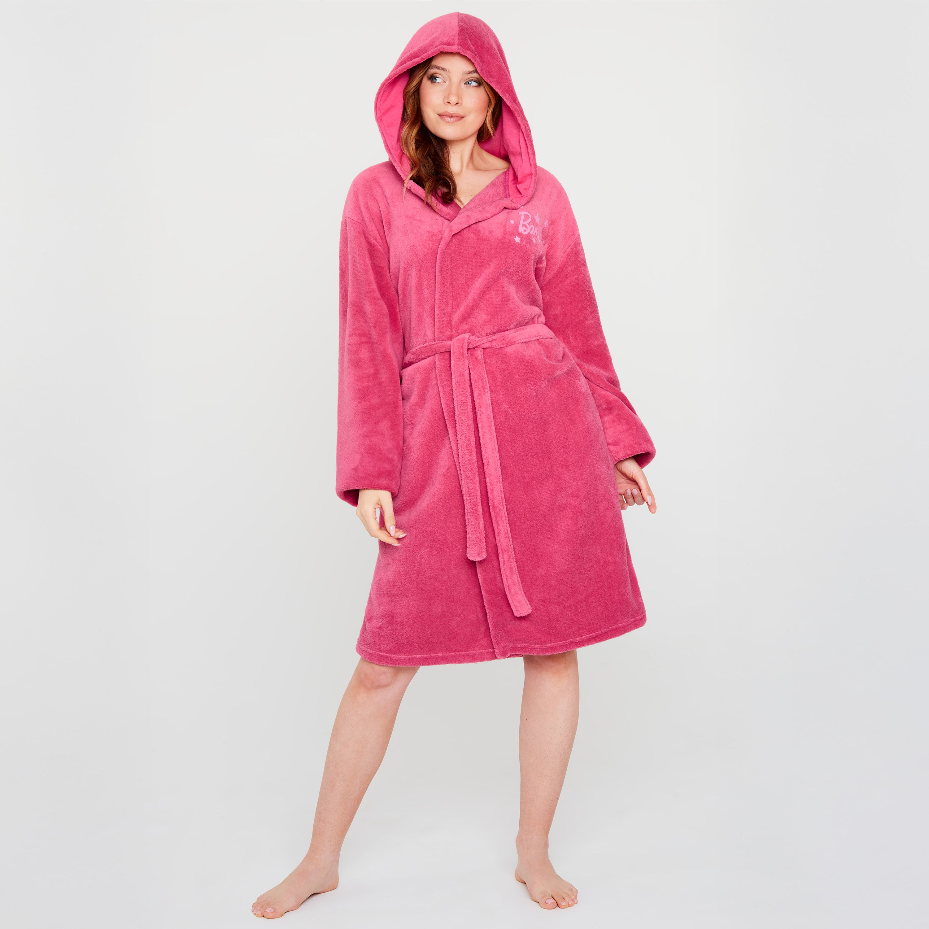 barbie-peignoir-polaire-femme-capuche-rose-taille-m image 4